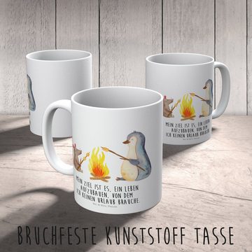 Mr. & Mrs. Panda Kinderbecher Pinguin Lagerfeuer - Weiß - Geschenk, grillen, Maus, Tasse, Kaffeetas, Kunststoff