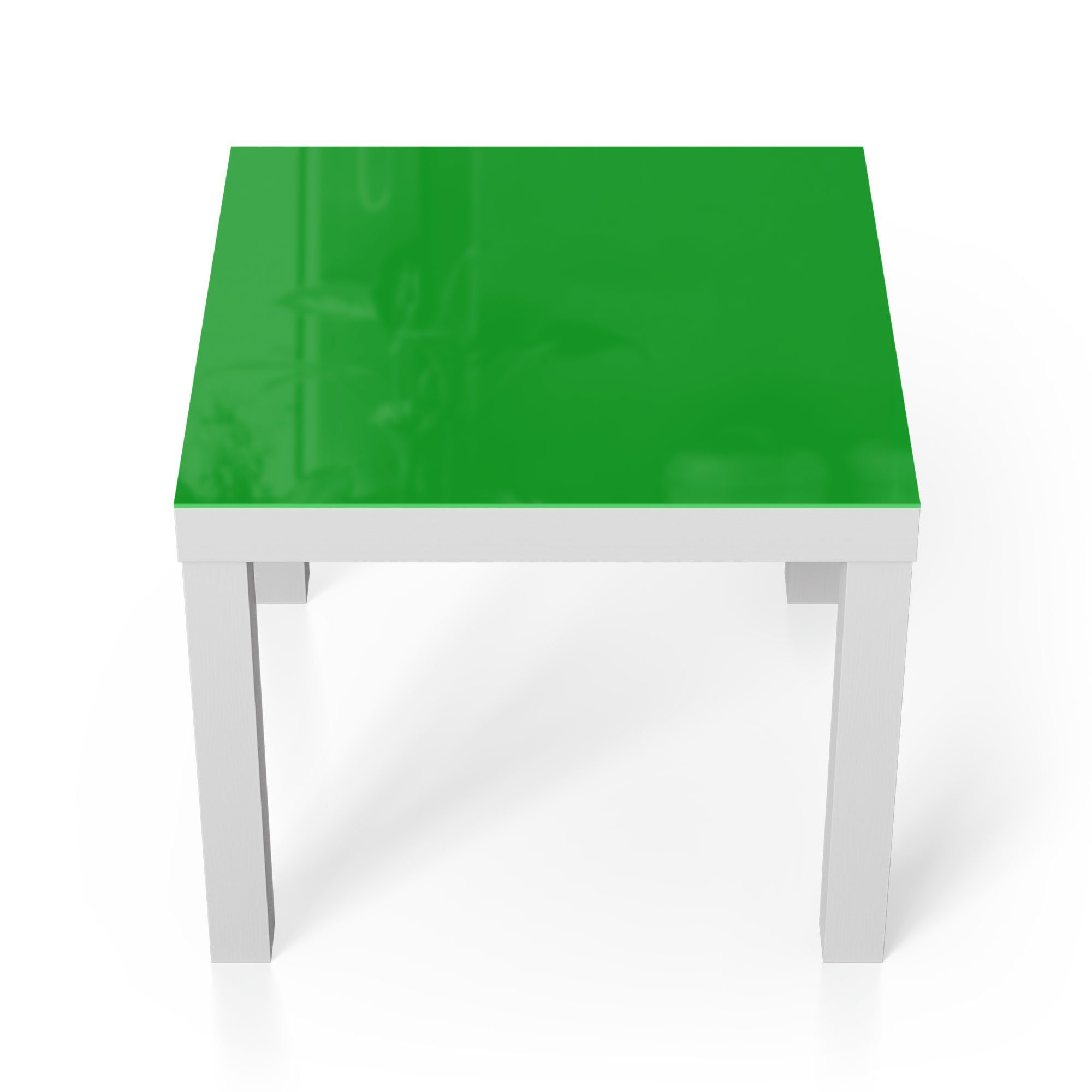 DEQORI Couchtisch 'Unifarben - Mittelgrün', Weiß Beistelltisch Glas modern Glastisch