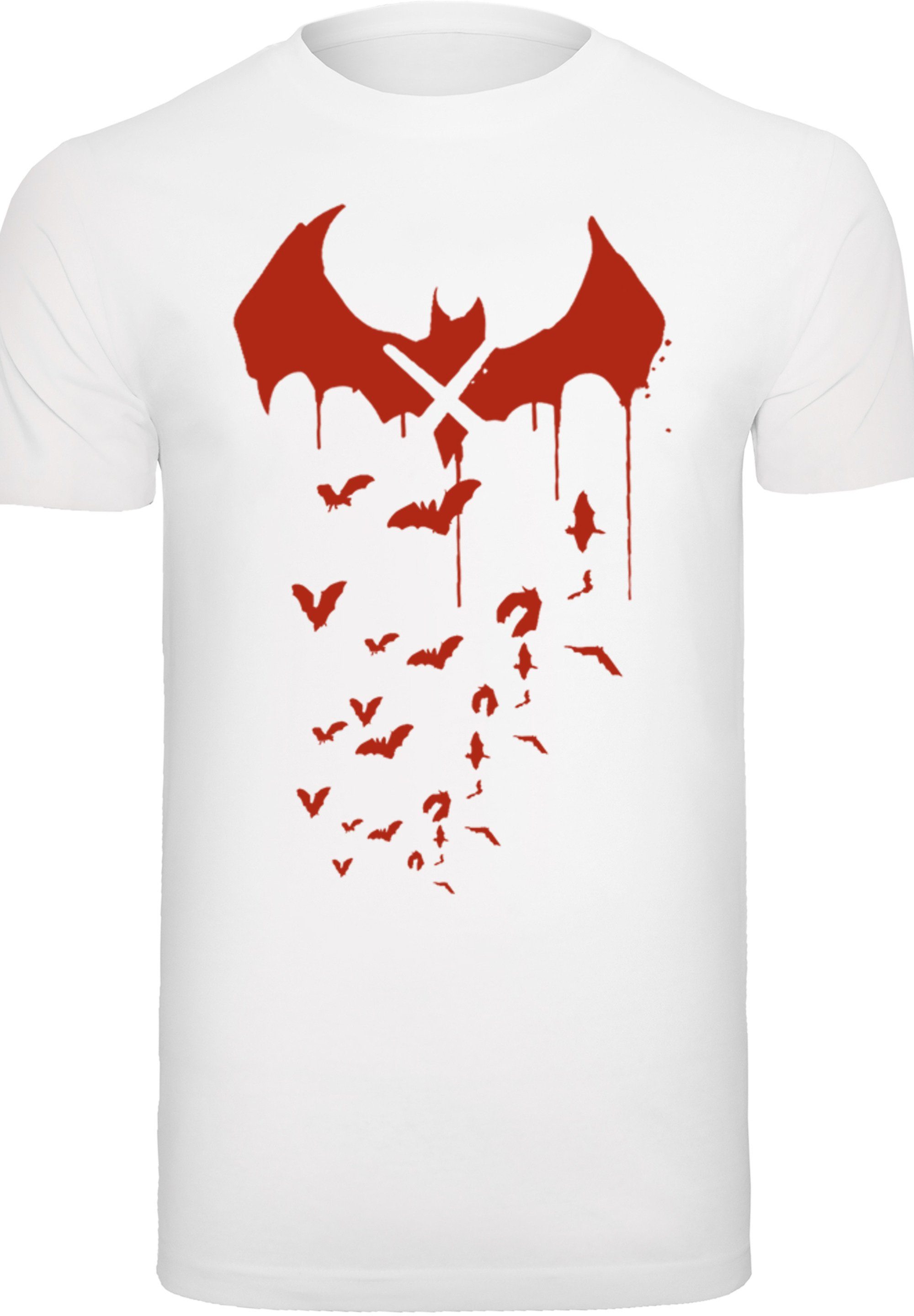 Print X T-Shirt DC Batman Comics F4NT4STIC Knight Arkham Bats Drip weiß