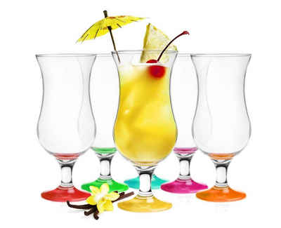 Sendez Gläser-Set 6 Cocktailgläser Mix Farbe 480ml Hurricane Cocktailglas Longdrinkgläser