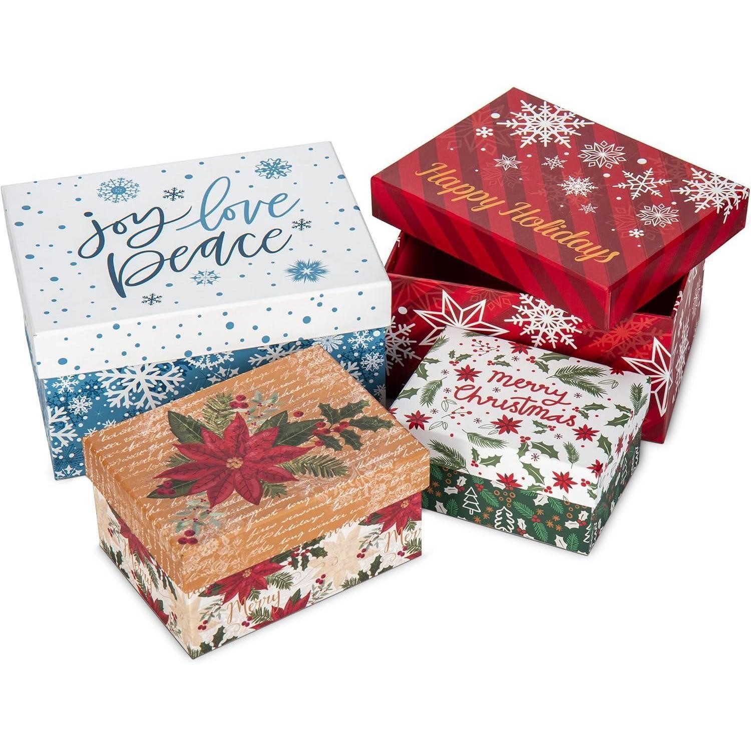 LuxusKollektion Geschenkbox Geschenkbox 4er Set Quadrat Deckel Karton Weihnachtsgeschenkbox Typ-4, Geschenk Schachtel
