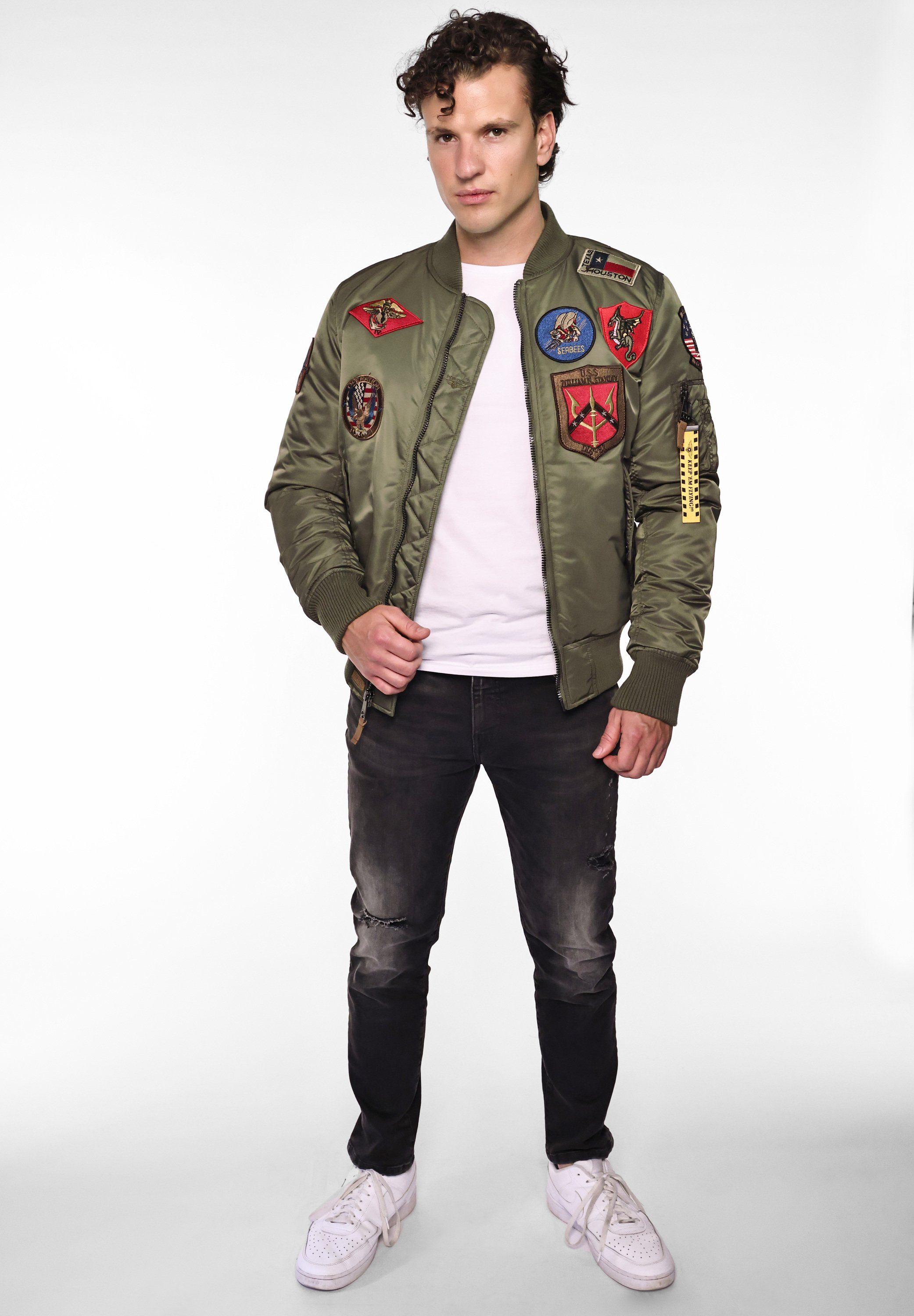 TOP GUN Bomberjacke im Pilotenstil mit Patches TG20191053 – Bild 5 von 5