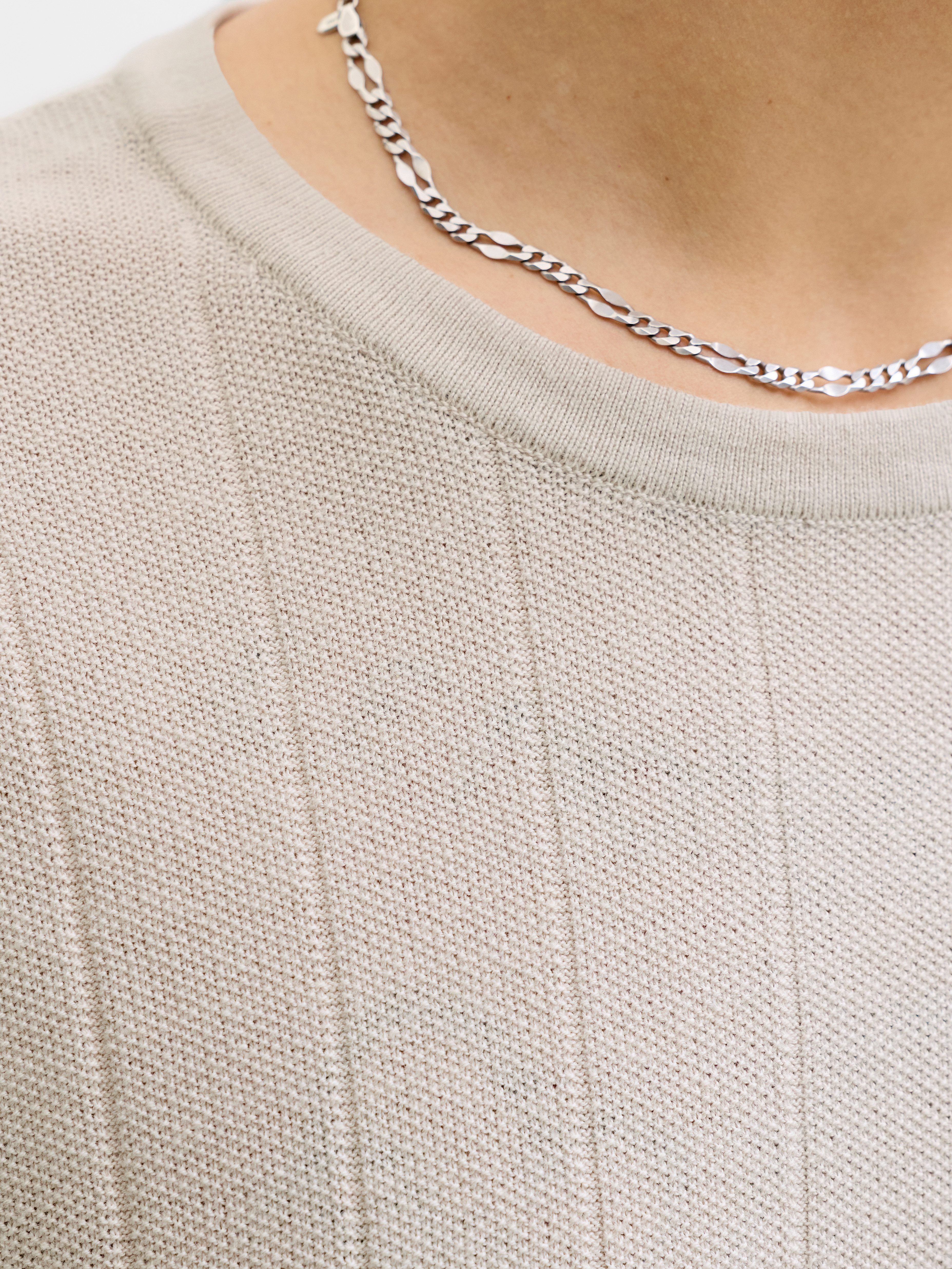 Jack & Jones Kurzarmpullover JJEBRADLEY KNIT TEE SS LN Baumwolle, mit vertikaler Rippstruktur
