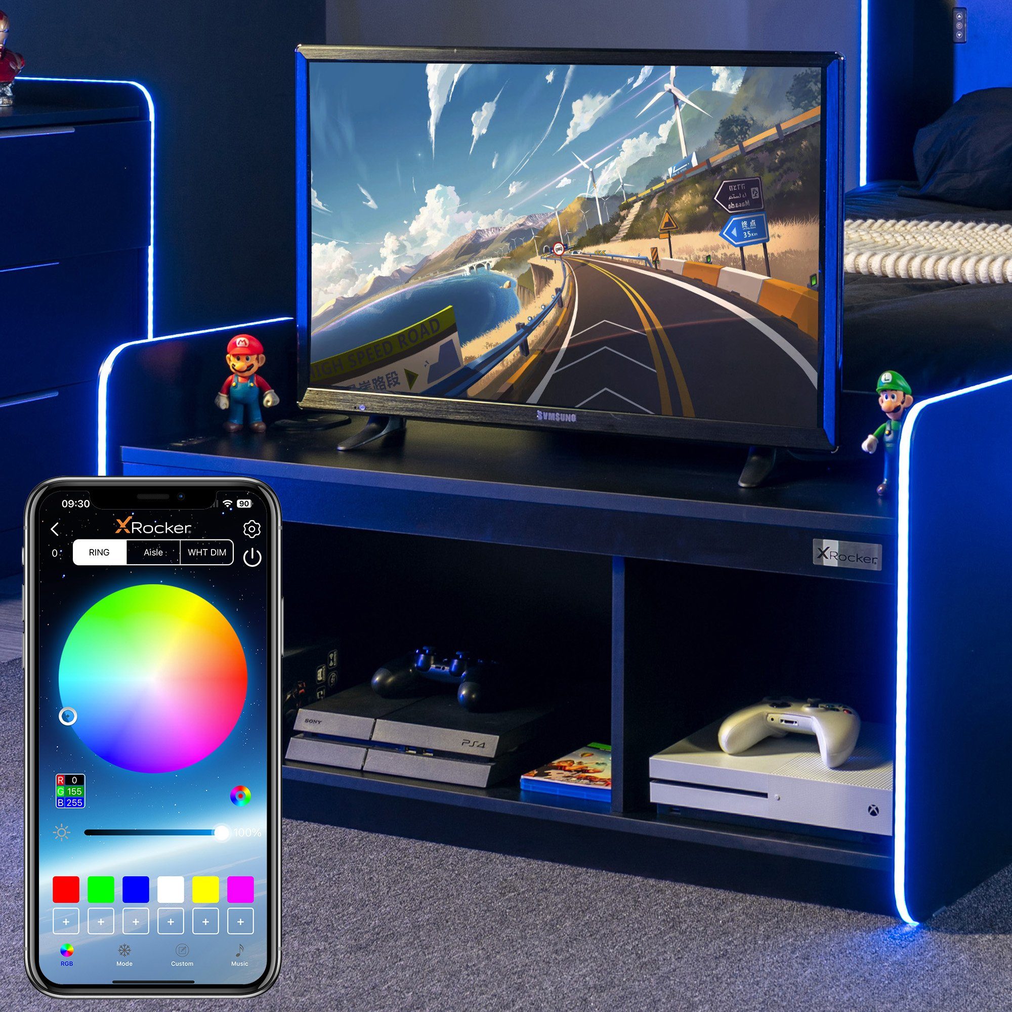 X Rocker TV-Regal Electra Gaming TV-Regal mit RGB-Beleuchtung & App-Steueru günstig online kaufen