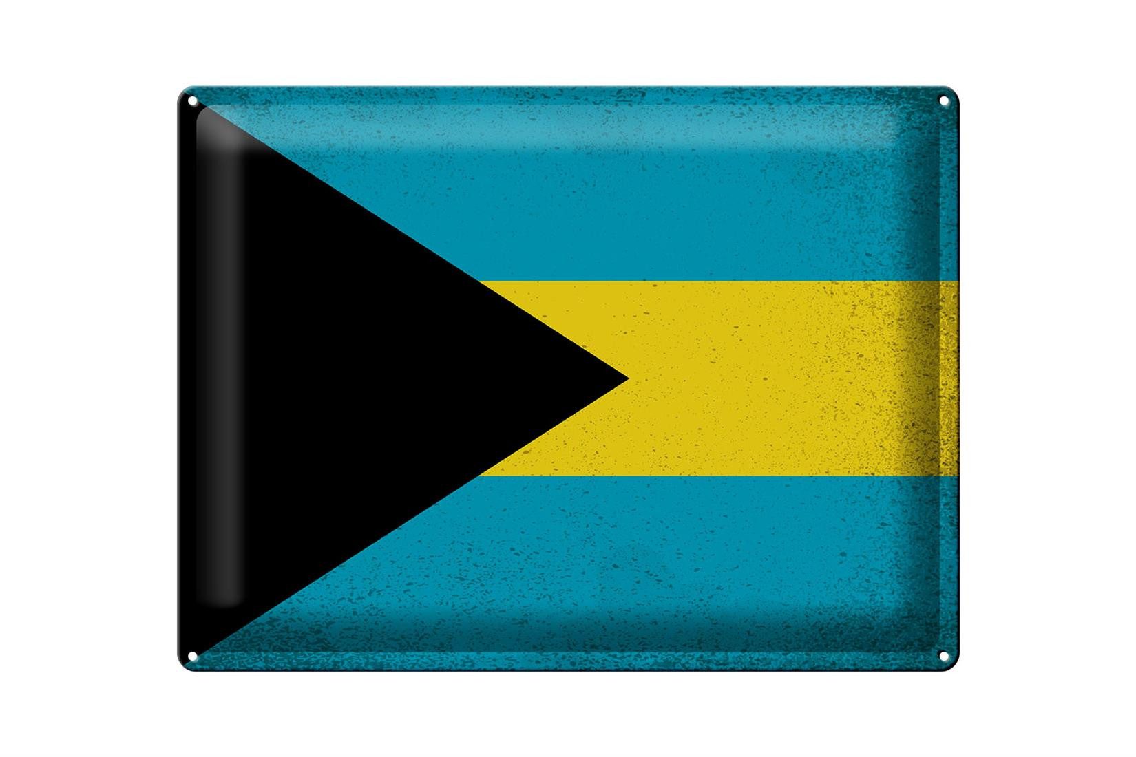 Metallschild Flagge Bahamas 40x30cm Flag of Bahamas Vintage