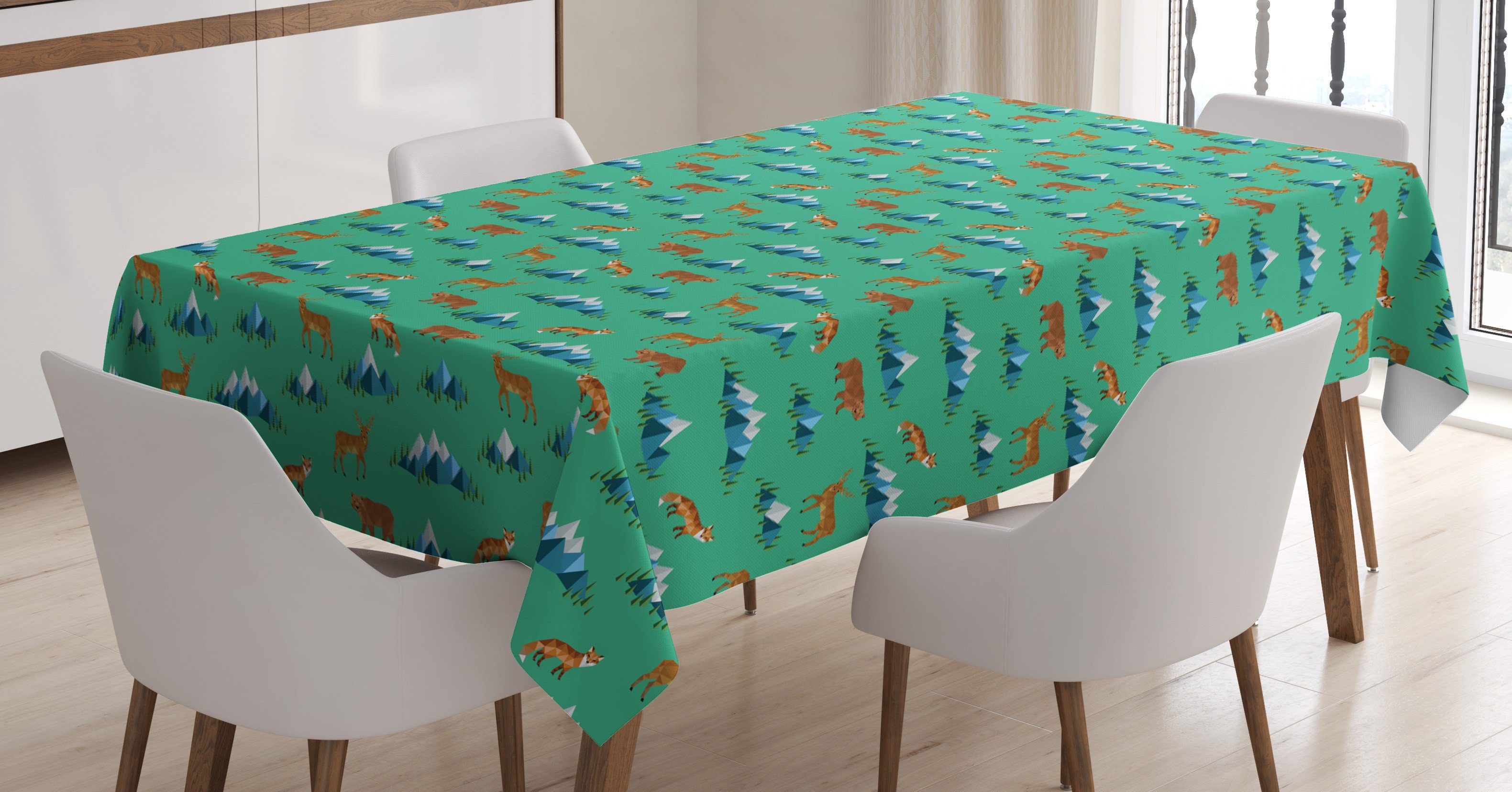 Tier Klare den Außen Bereich Abakuhaus Farben, Farbfest Für Abstrakte Waschbar geeignet Tischdecke Polygon Berg