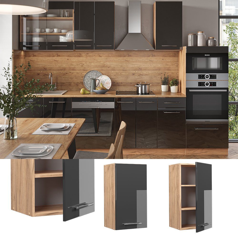 Vicco Hängeschrank Fame-Line, Anthrazit Hochglanz/Goldkraft Eiche, günstig online kaufen