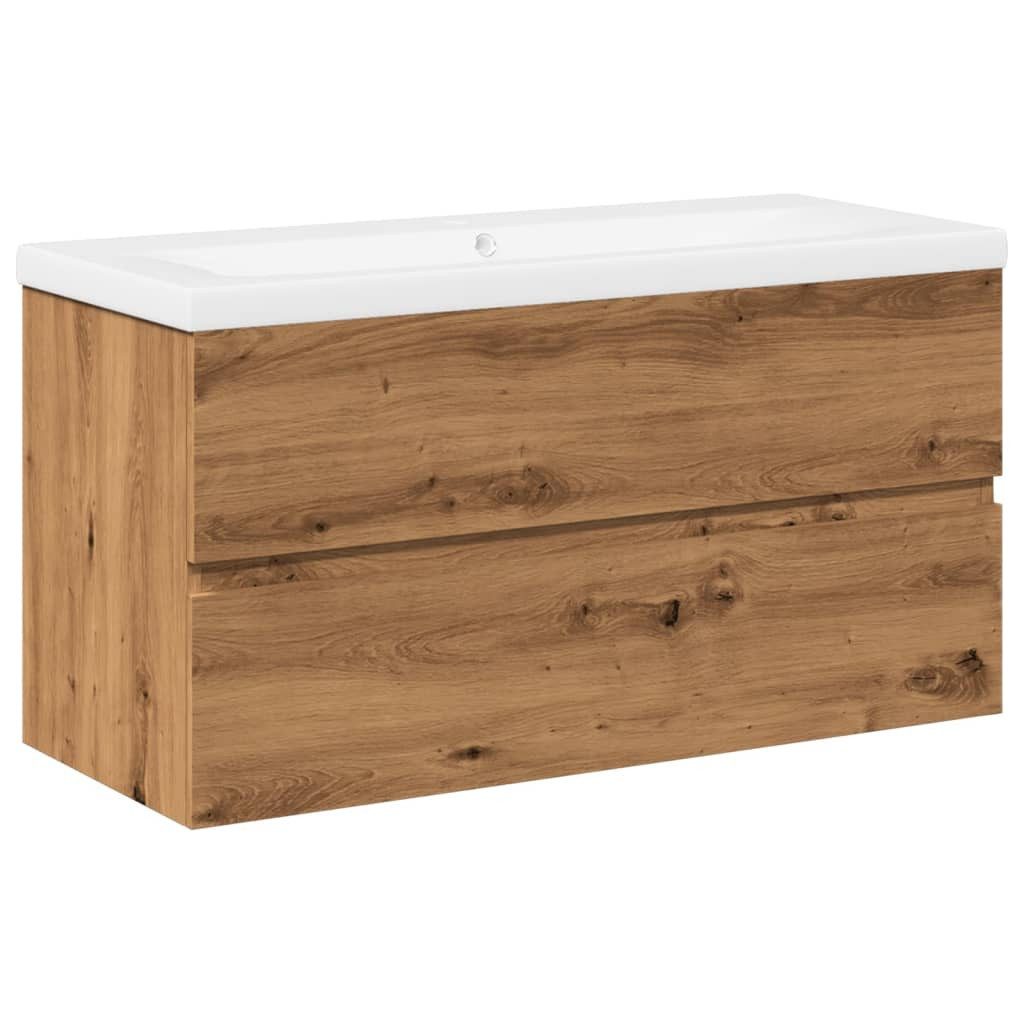 Badezimmerspiegelschrank Waschbeckenunterschrank mit Einbaubecken Artisan-Eiche