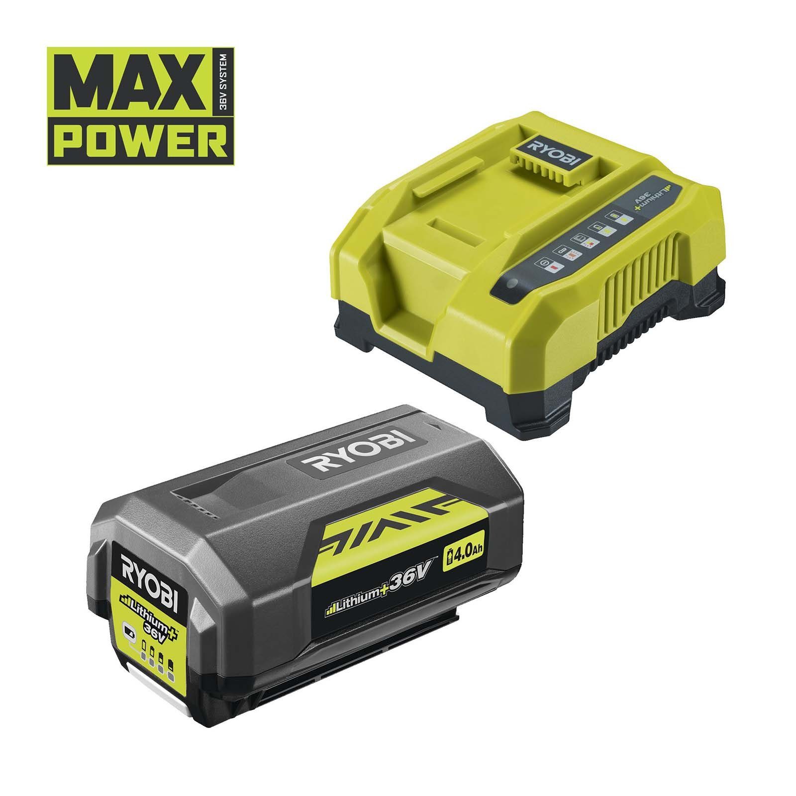 Ryobi AkkuStarterset RY36BC60A140 MAX POWER 36V 4Ah, LiIon, Ladegerät ZusatzAkku RY36BC60A