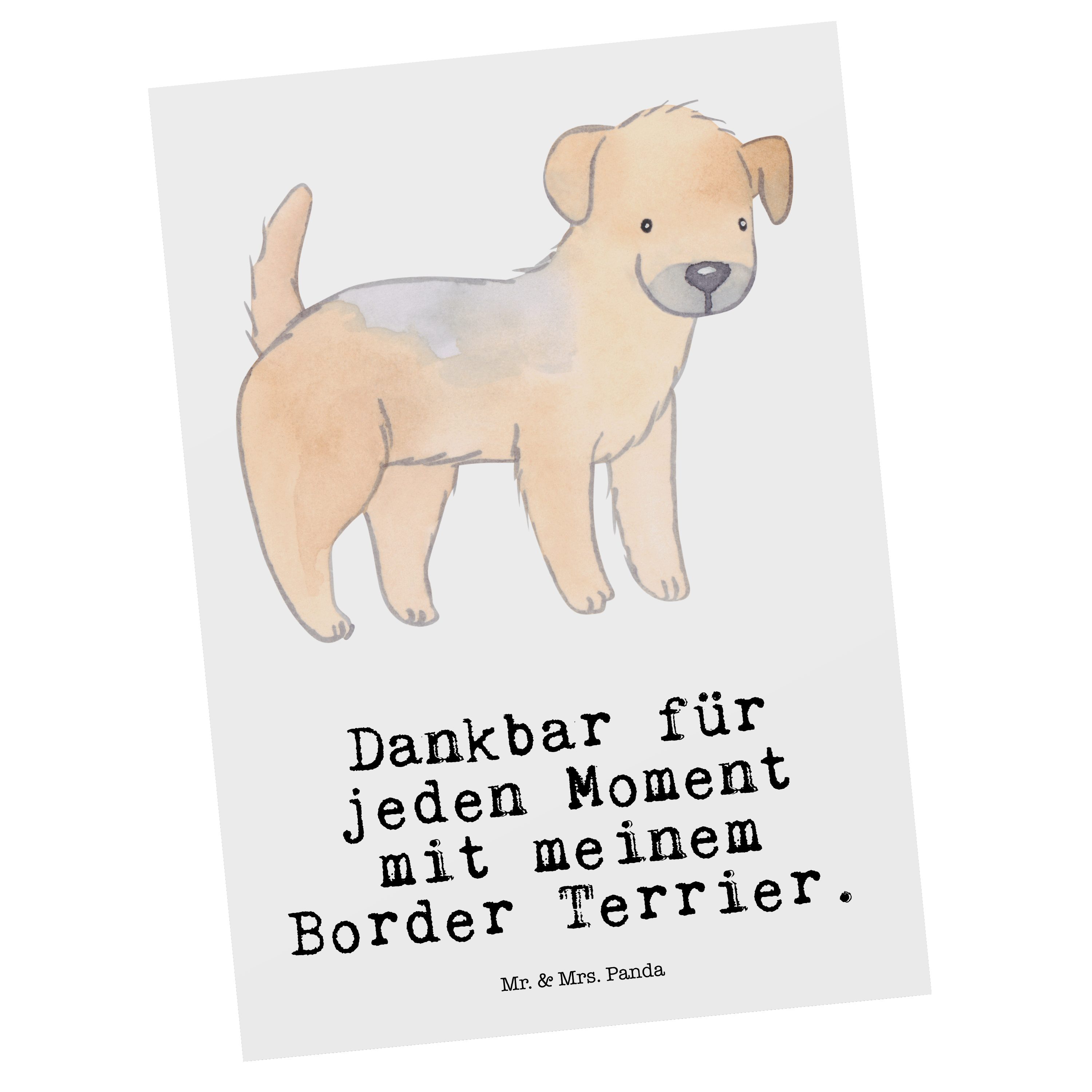 Mr. & Mrs. Panda Postkarte Border Terrier Moment - Weiß - Geschenk, Hunderasse, Einladungskarte