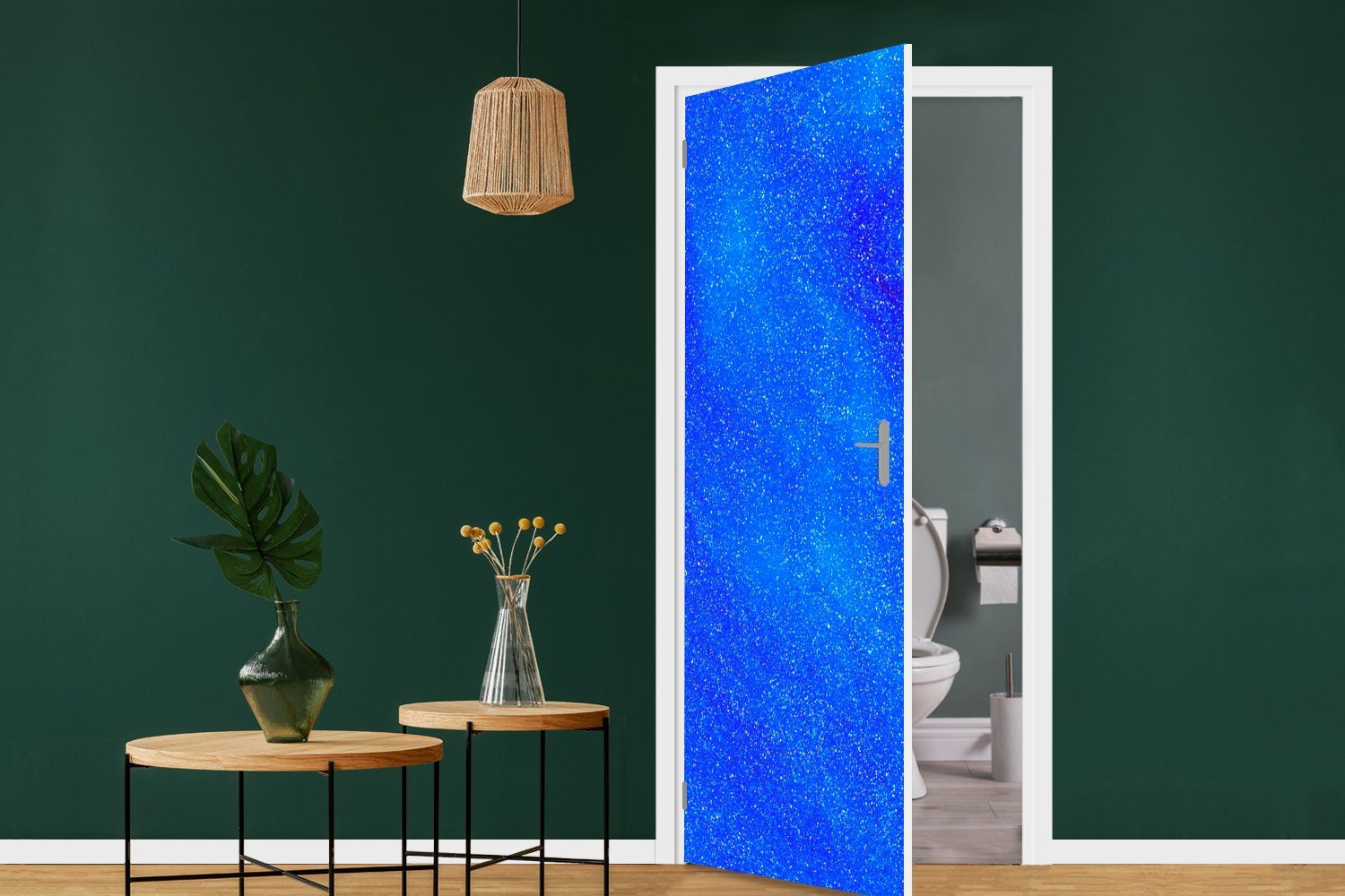 Tür, Design, - Matt, Türaufkleber, (1 Fototapete MuchoWow Türtapete Blau bedruckt, St), cm - Abstrakt 75x205 für