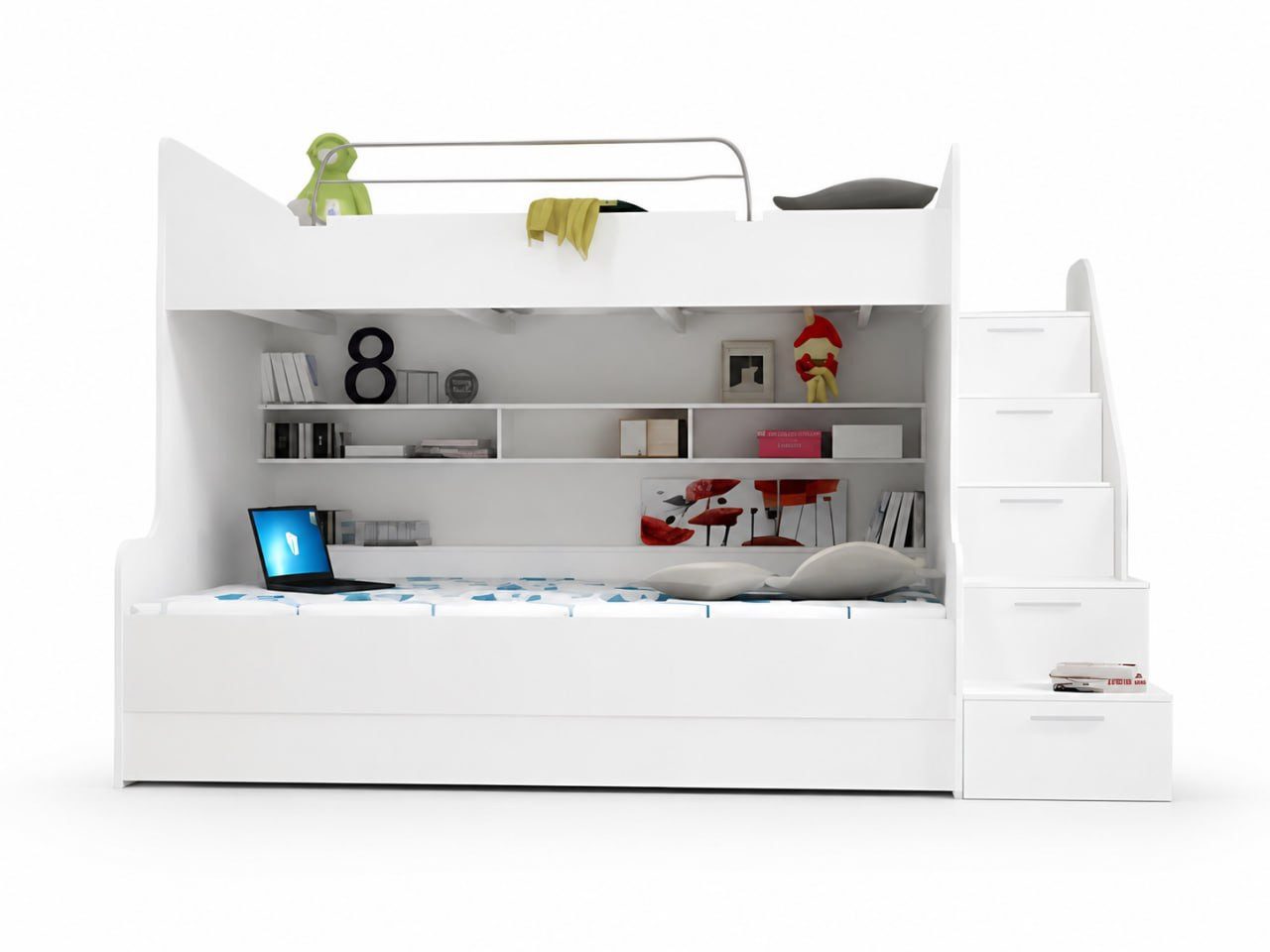 Xlmoebel Etagenbett DOPPELSTOCKBETT "HOCHGLANZ" KINDER ETAGENBETT SOFORT - FARBWAHL (Etagenbett, 1-St., Etagenbett), Made in Europa
