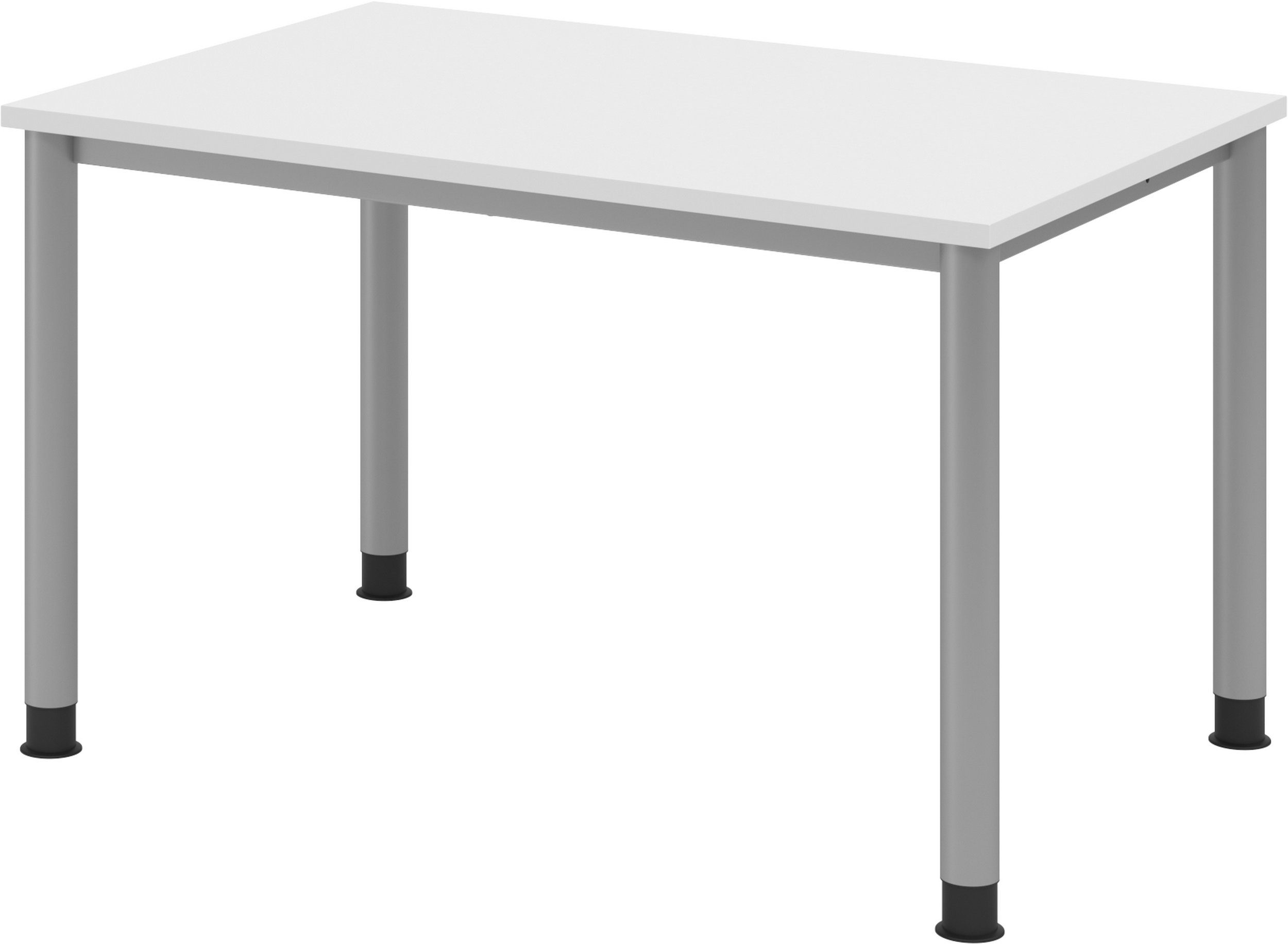 bümö Schreibtisch Serie-H, Gestell: Silber, Rechteck: 120 x 80 cm - Dekor: Weiß