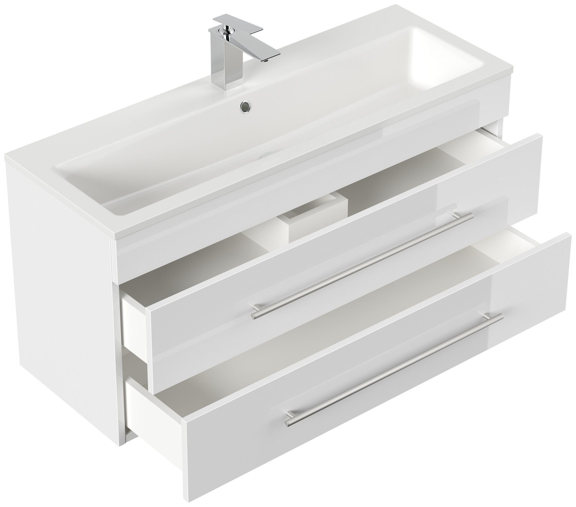 Magnolia Home Waschtisch Badmöbel Mars 1000 SlimLine SoftClose Schubladen weiss hochglanz
