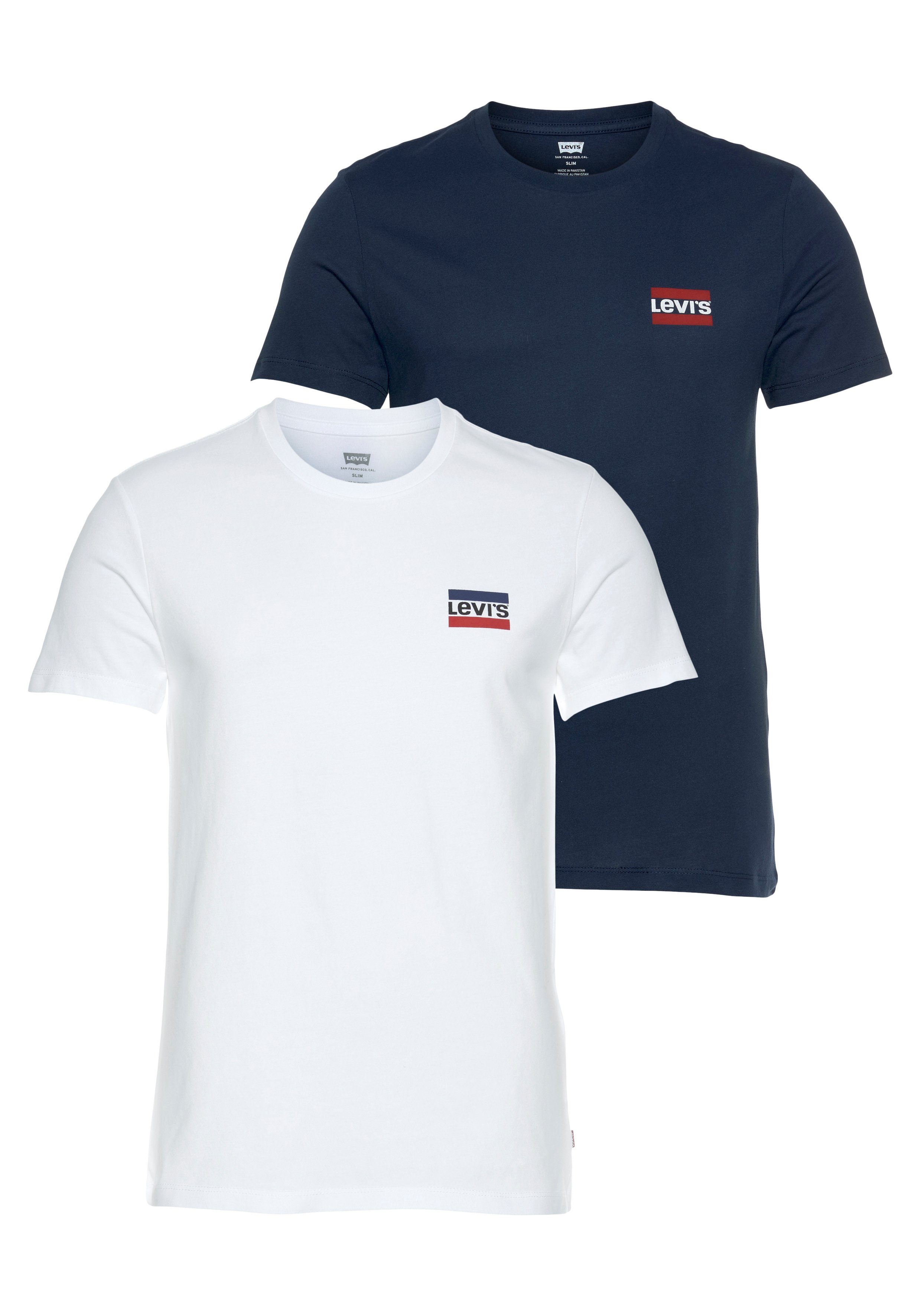 Levi's® T-Shirt LE 2PK CREWNECK GRAPHIC (2-tlg) WHITE / DRESS BLUES