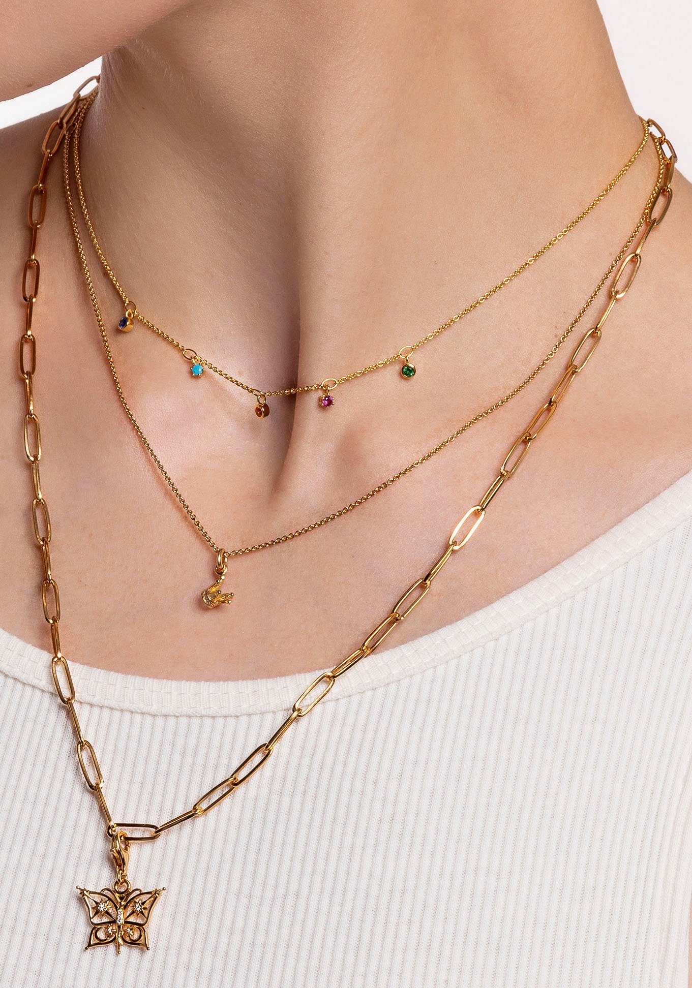 THOMAS SABO Goldkette farbige Steine gol...