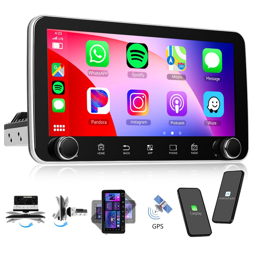 2G+64G Wireless Carplay Android Auto Autoradio 1 Din mit GPS Navi WiFi Autoradio