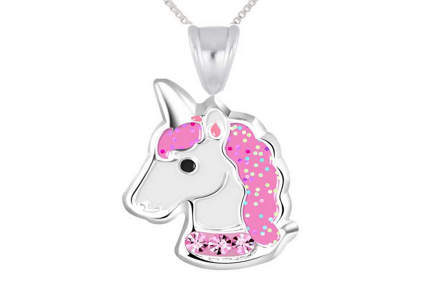 schmuck23 Kette und Anhänger Set Anhänger mit Kette Einhorn 925 Silber Kinder Mädchen Pferd (Halskette mit Anhänger), Silberanhänger Kettenanhänger Kinderschmuck Halskette