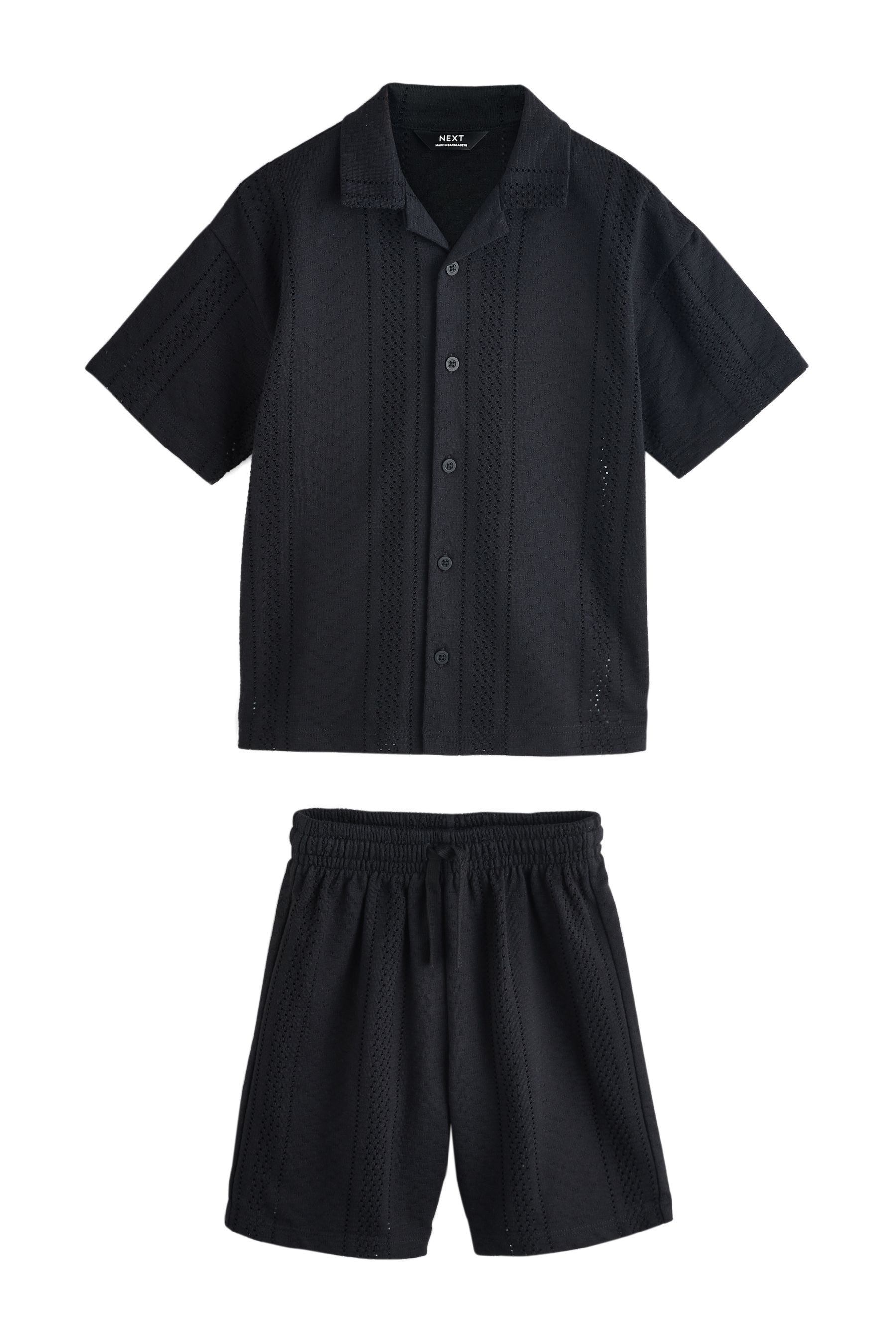 Next Shirt & Shorts Geknöpftes Jersey-Hemd und Shorts im Set (2-tlg)