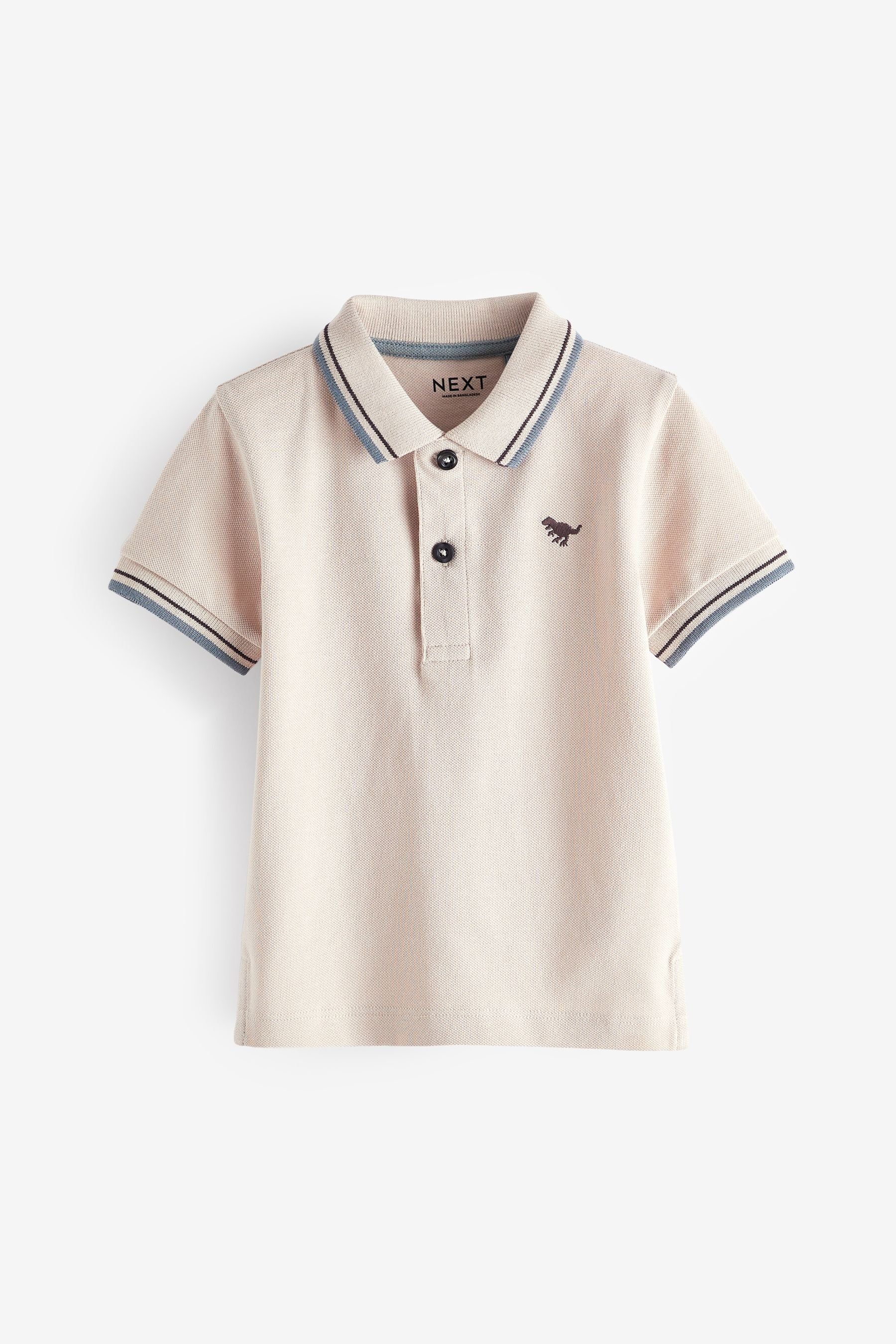 Kurzärmliges Next (1-tlg) Poloshirt Natural Poloshirt Putty