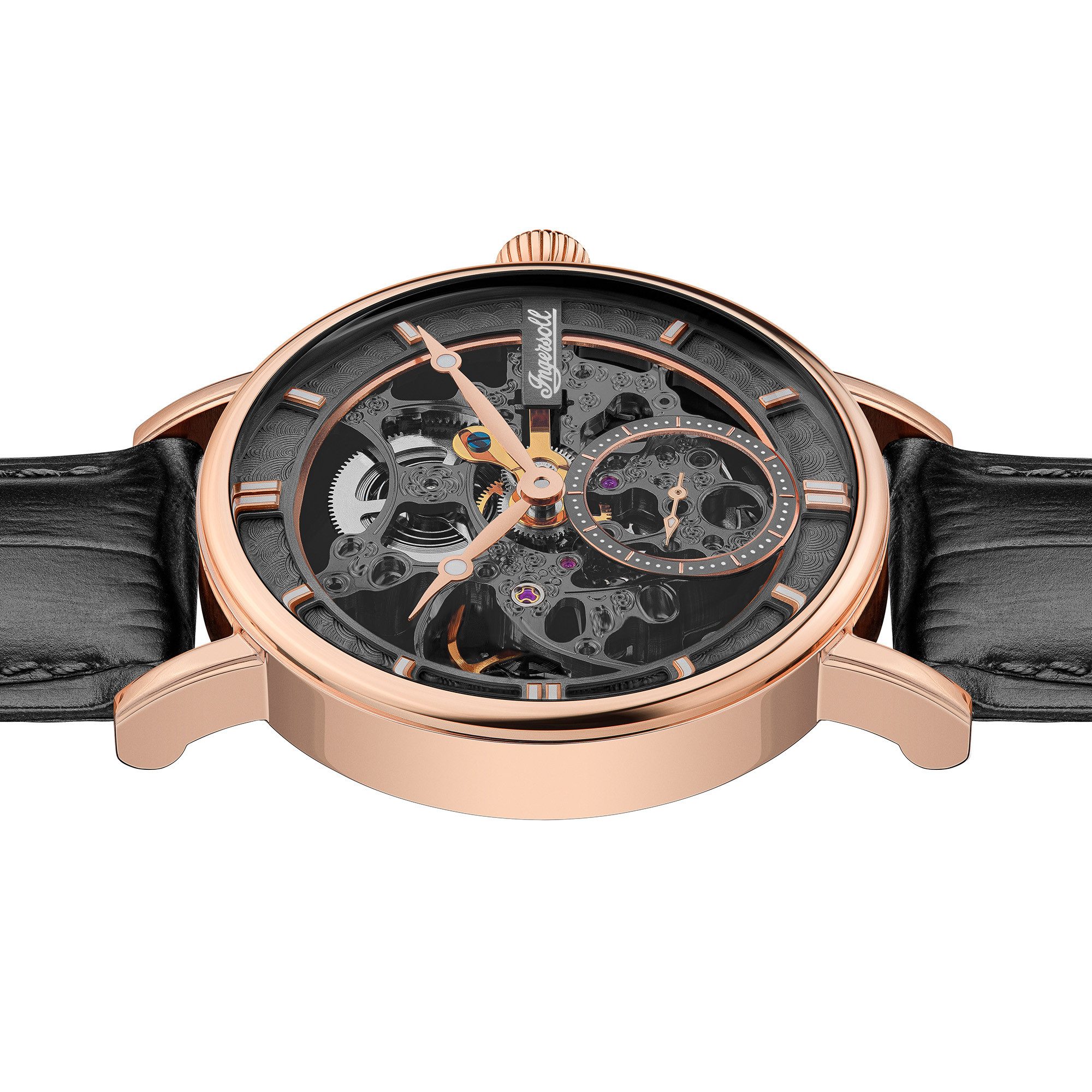 Ingersoll Automatikuhr The Herald I00403B, Armbanduhr, Herrenuhr, Mechanische Uhr, Lederarmband, analog