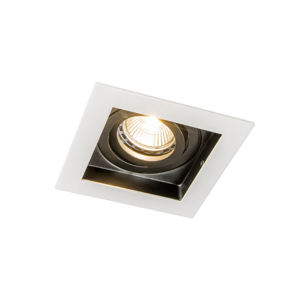 Qazqa LED Einbaustrahler Carree, Smarte Leuchte, LED wechselbar, Warmweiß, QAZQA Downlight, gu10, Schwarz, Stahl, Modern