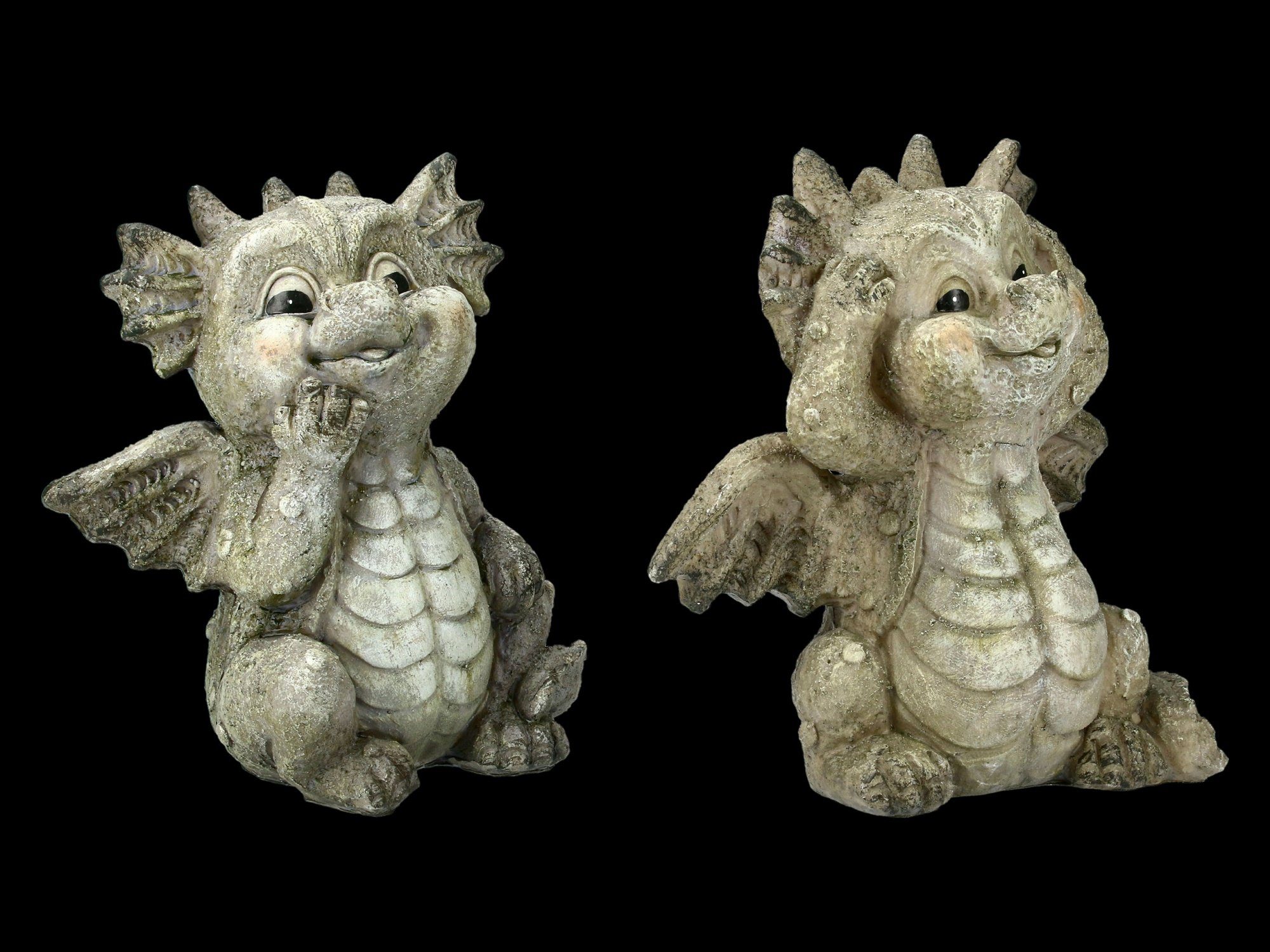 Garten Gartenfigur Figuren St) Gartendeko Sitzend Figuren - Drachen GmbH Fantasy Gartenfigur, Set - (2 Shop