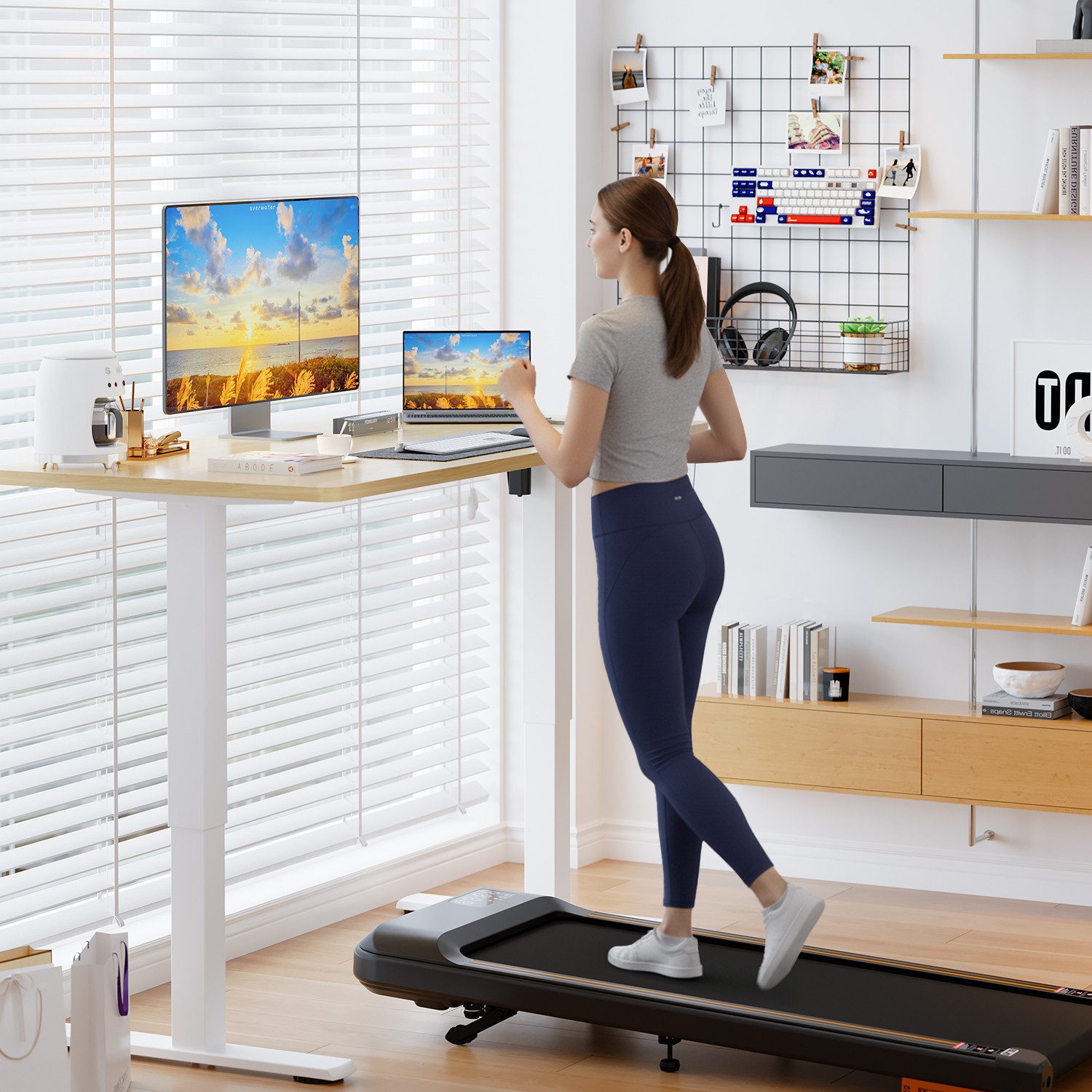 HOMALL Schreibtisch Höhenverstellbarer Schreibtisch mit 2-stufiger Memory-Steuerung (Einteilige Vollplatte mit einer Tragkraft von 80 kg, USB-Ladeanschluss und Weckfunktion)