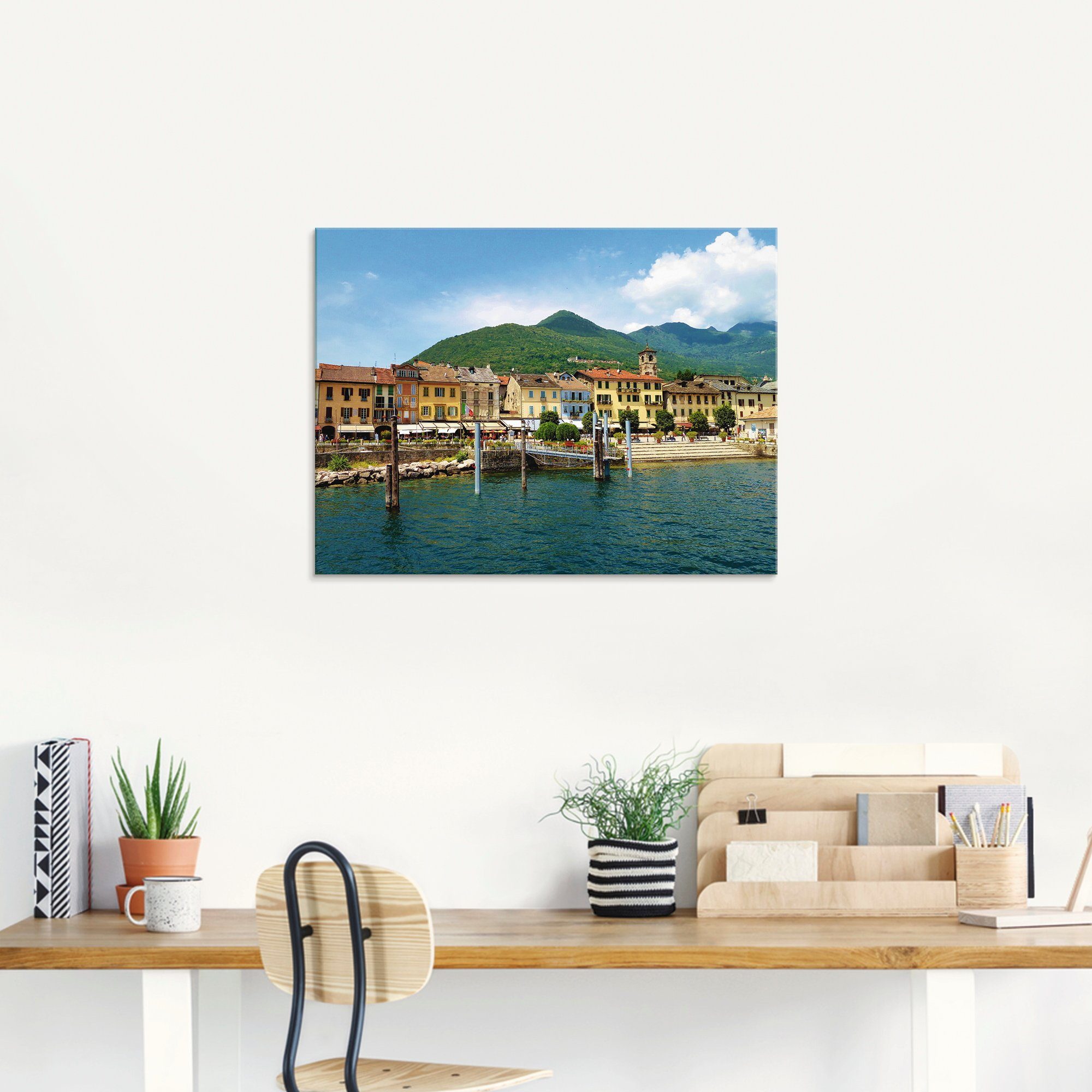 am St), verschiedenen in Größen Gewässer Lago Maggiore, (1 Glasbild Cannobio Artland