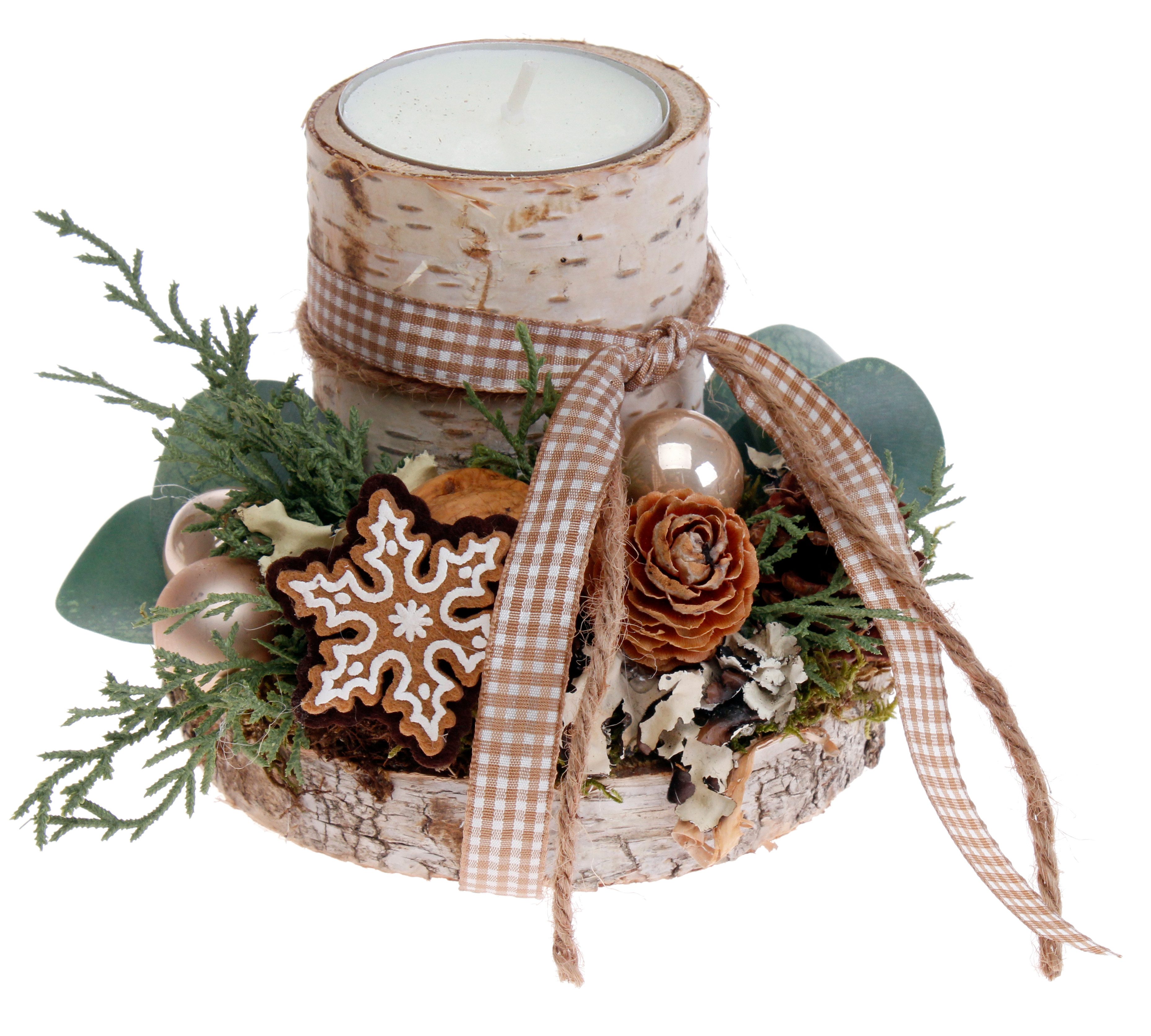 CreaFlor Home Adventskranz Adventsdeko, Handarbeit, Natur, Adventskranz, H: 12cm