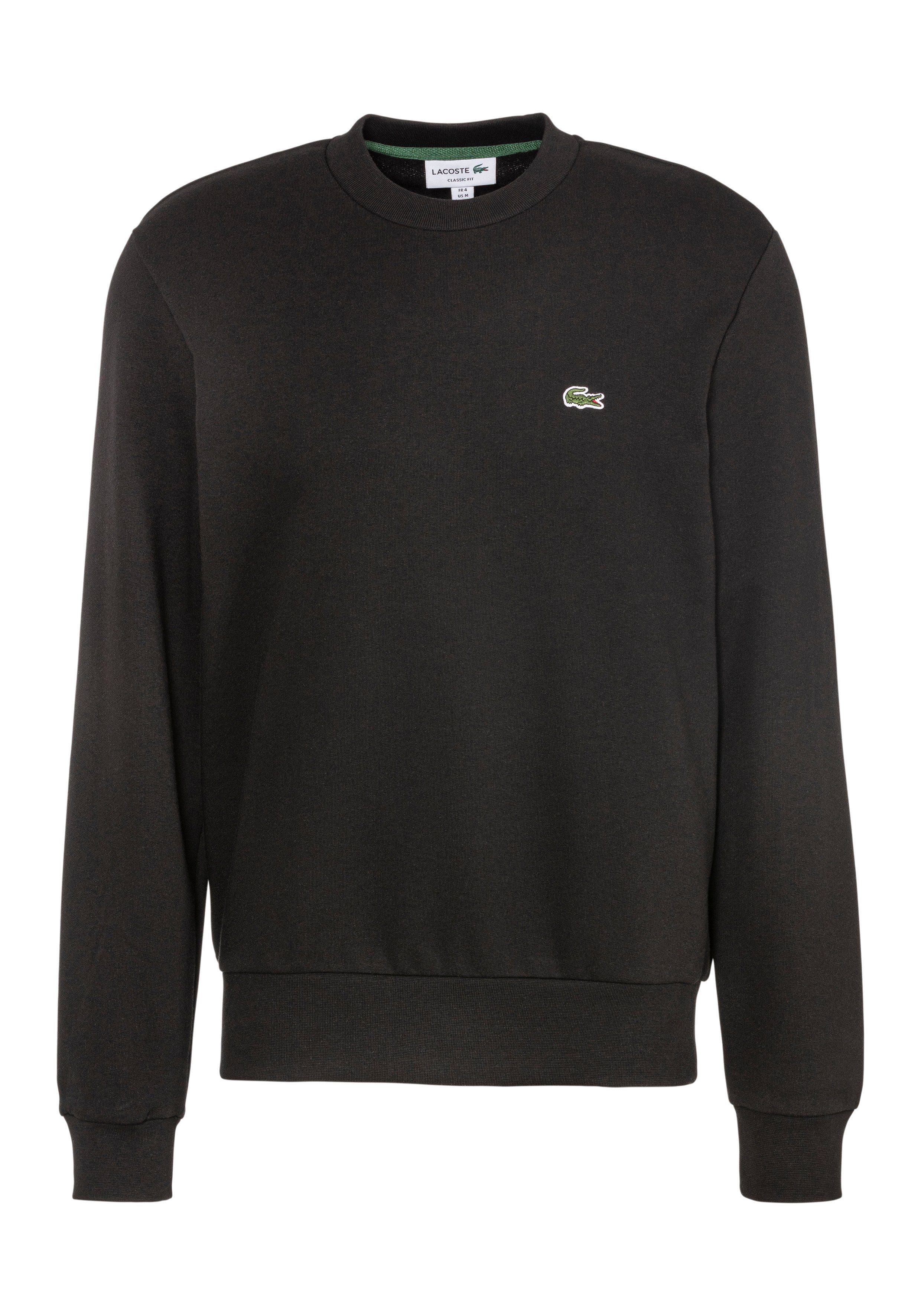 Lacoste (1-tlg) Sweatshirt mit klassischem schwarz Rundhalsausschnitt