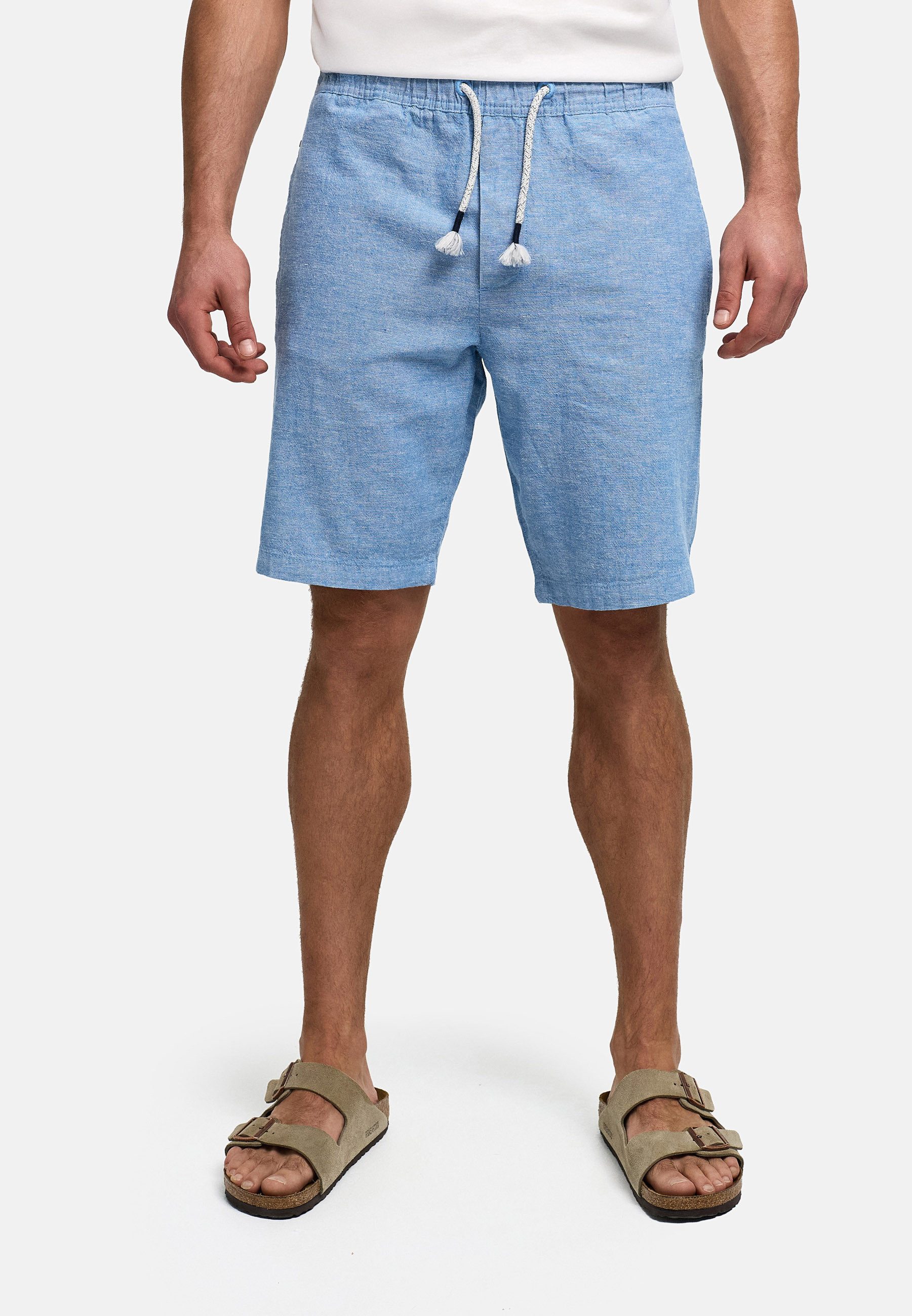 INDICODE Leinenhose Herren INLino Leinen Shorts mit Kordelzugbund mit elastischem Bund und Bindekordel in sommerlich leichter Qualität