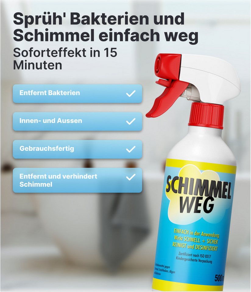 Thumbnail - plid Wand- und Deckenfarbe Premium Schimmelschutz-Set Schimmelentferner Schimmelgrundierung, Schnelltrocknend, Schimmelb...