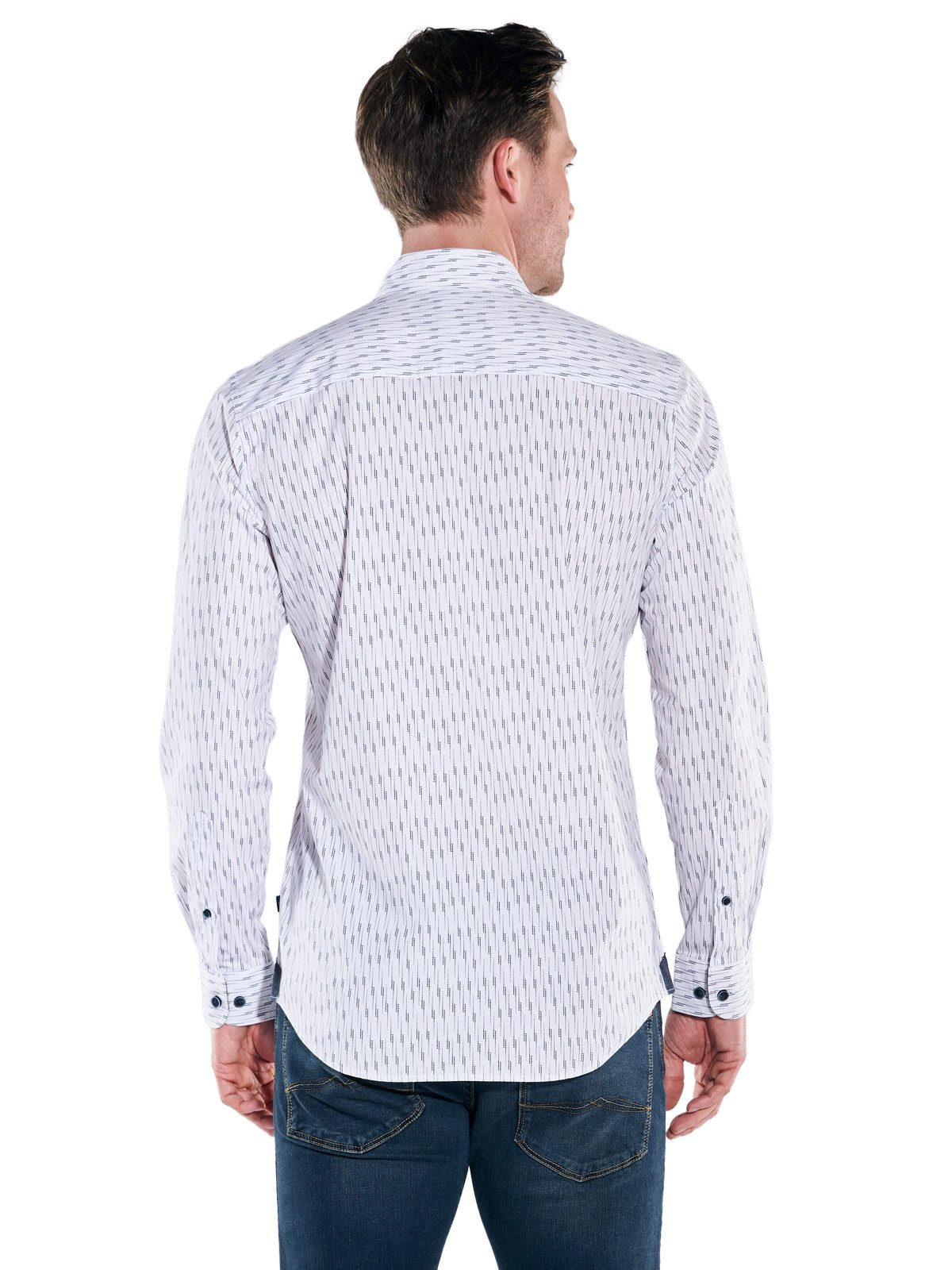 Engbers Langarmhemd Herren Hemd gemustert, Reinweiss