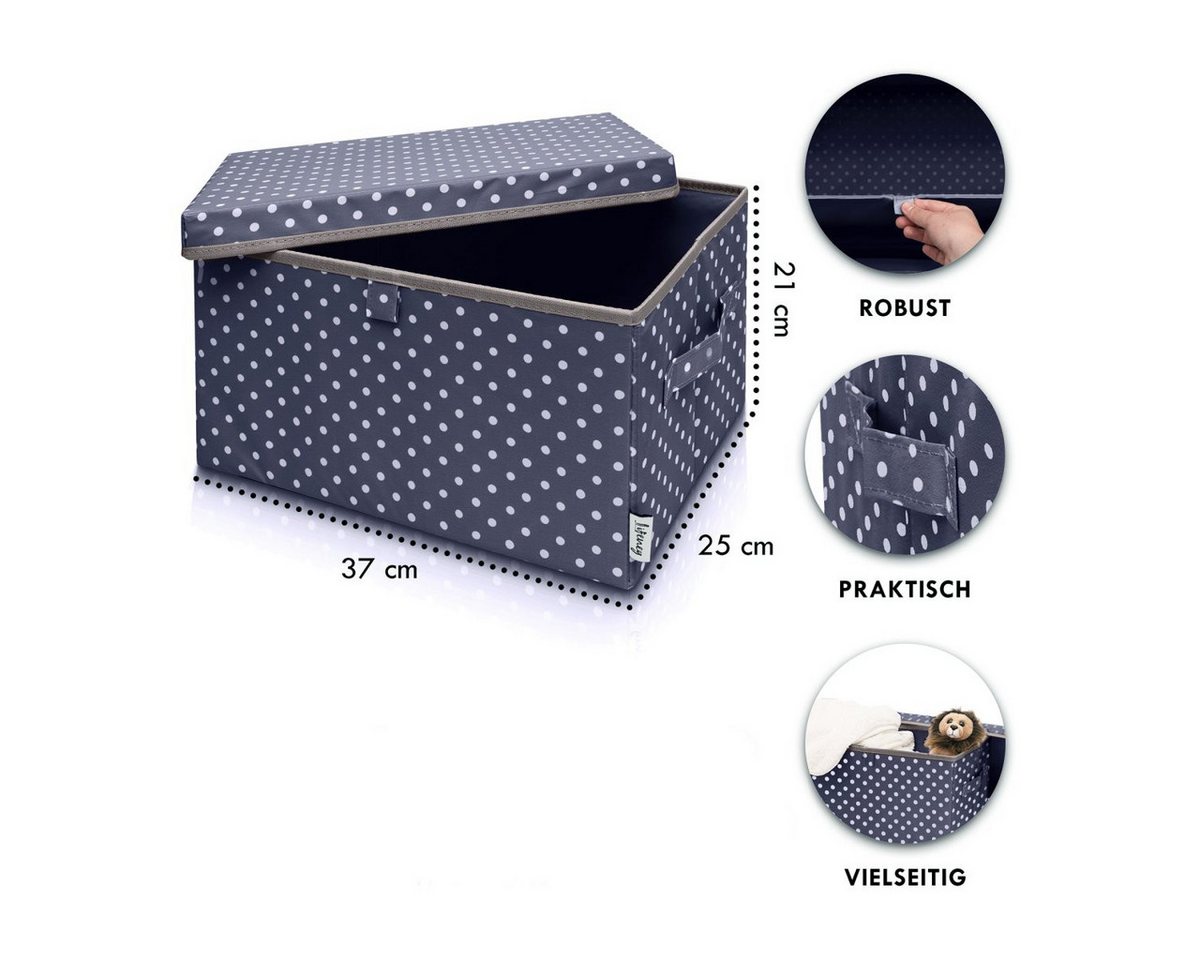 Thumbnail - Lifeney Faltbox Aufbewahrungsbox Punkte, Dunkelblau, groß, 2er Set