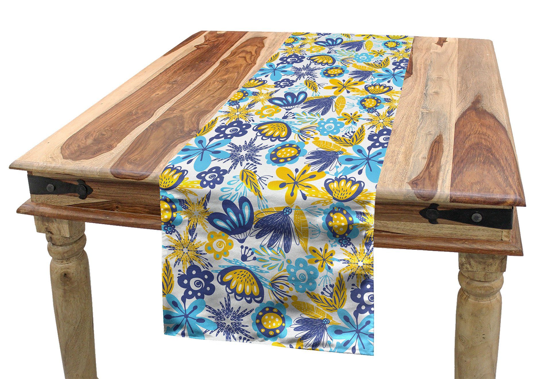 Esszimmer Tischläufer, Rechteckiger Schmetterling Tischläufer Dekorativer Chrysanthemum Küche Blumen und Abakuhaus