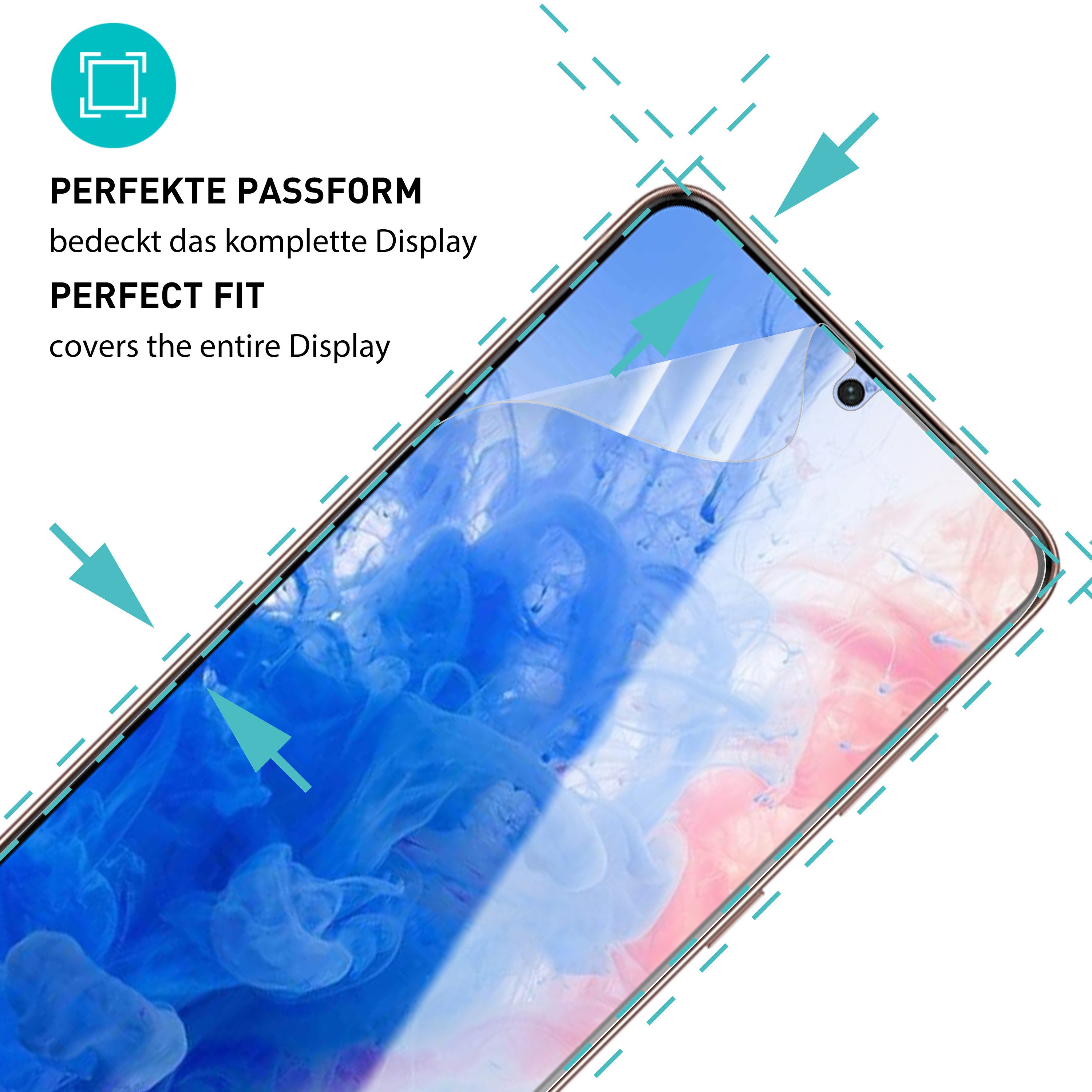 smartect Displayschutzfolie TPU Schutzfolie 2 + 2 Stück für Samsung Galaxy S21 (Display + Kamera) für Samsung Galaxy S21, Set, 2 Stück, Anti-Fingerabdruck – Bild 2 von 5