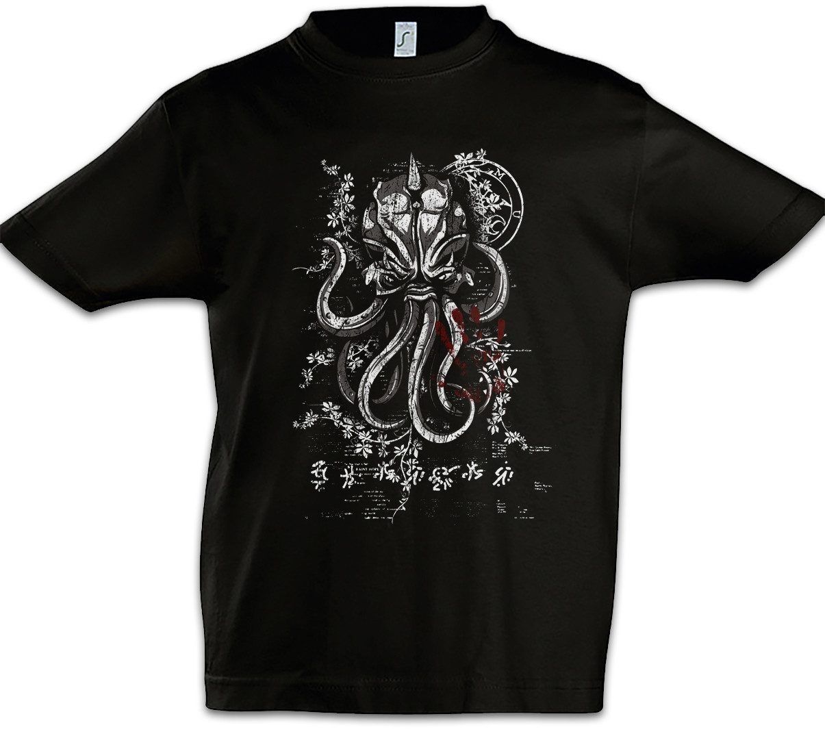 Print-Shirt Asian Ornament Octopus Kinder T-Shirt Cthulhu Tattoo Japan Horror