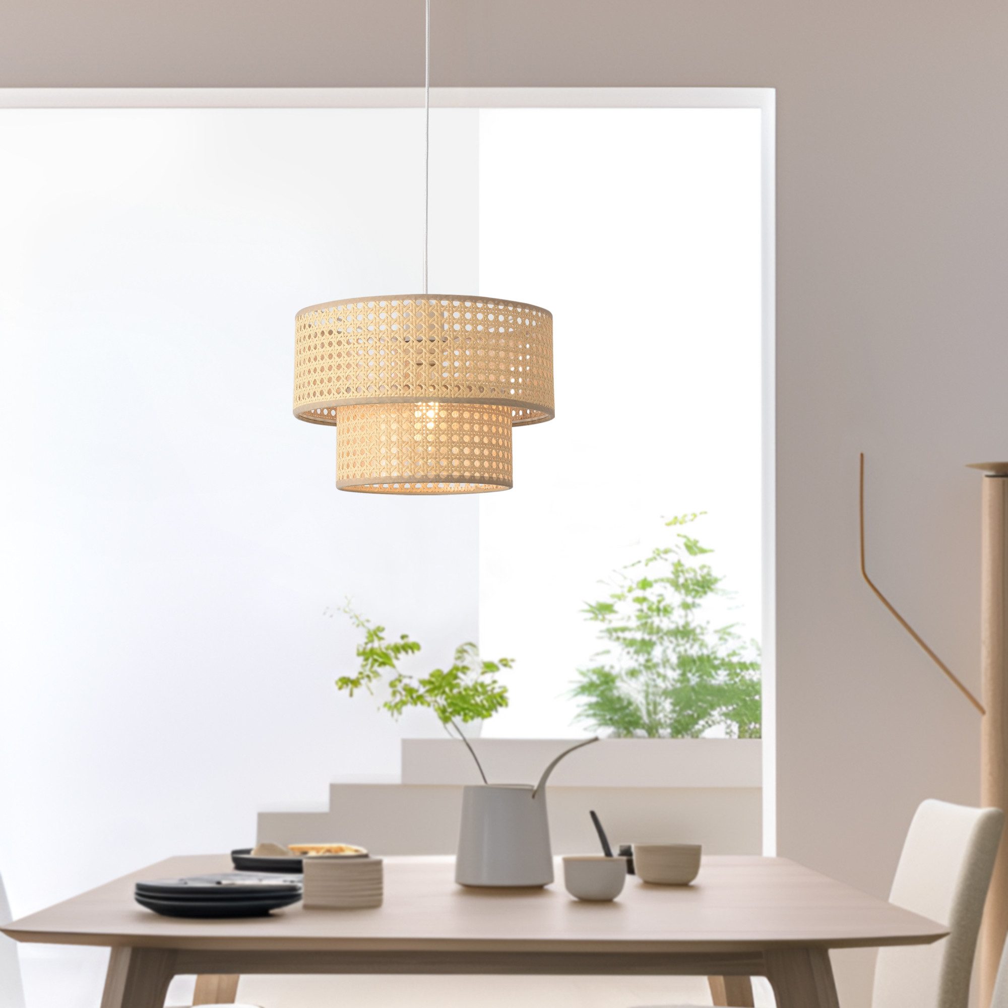 lux.pro Hängeleuchte, ohne Leuchtmittel, »Ascot« Ø30 cm Rattanoptik