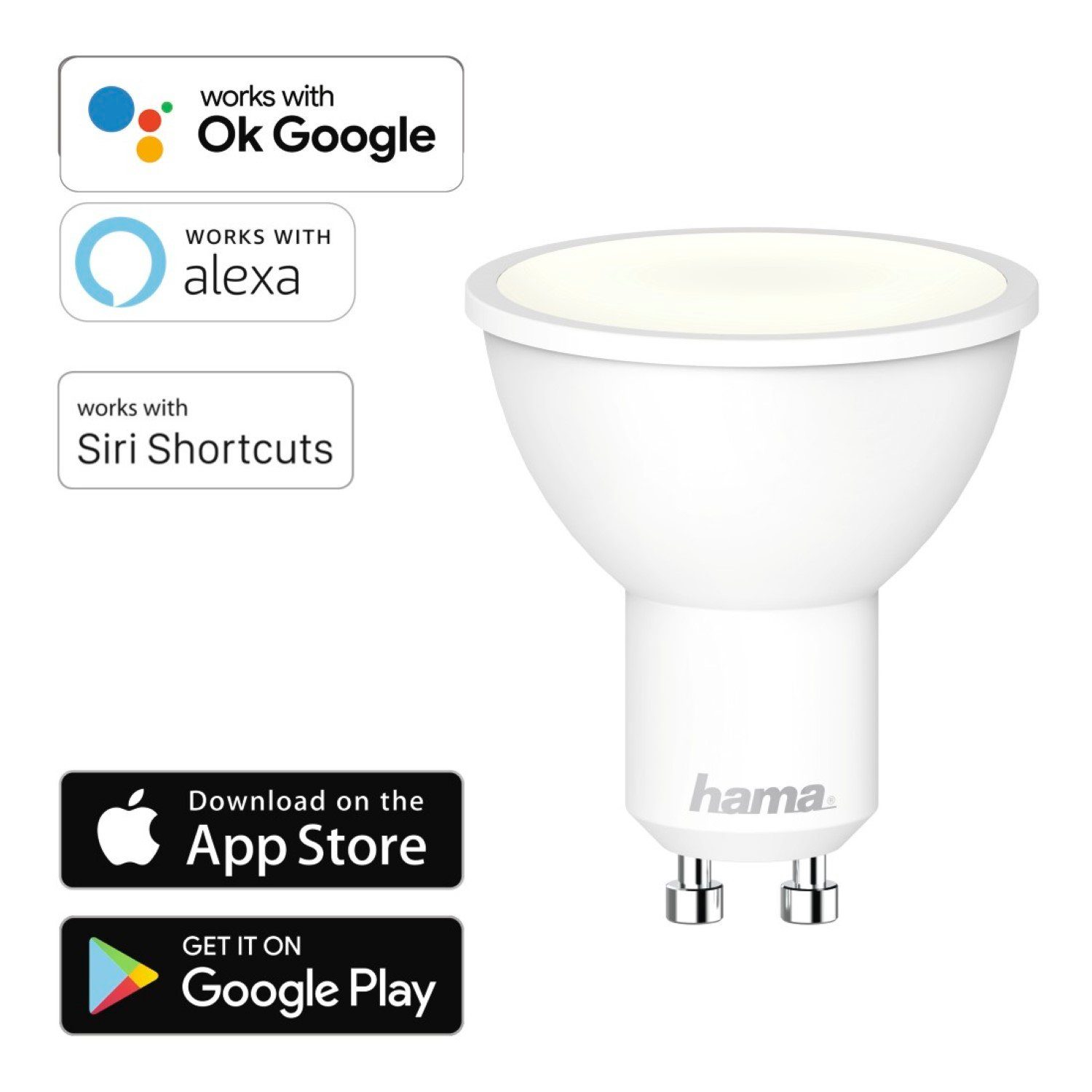 und Sprachsteuerung Hama GU10 Wi-Fi LED-Lampe 4,5W Dimmbar App