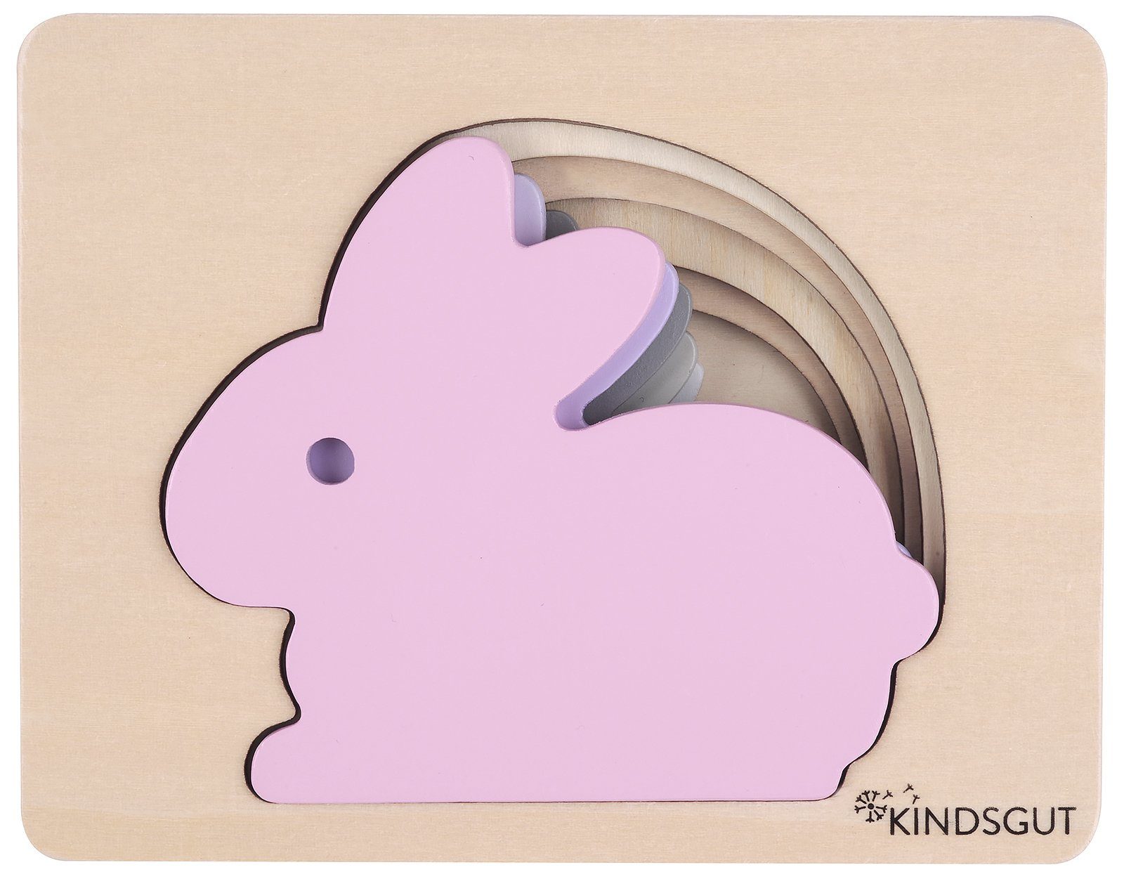 KINDSGUT Puzzle, 5 Puzzleteile, Tier-Puzzle, Holz-Puzzle, Baby, Lern-Spiel, Hase, Kinder-Puzzle
