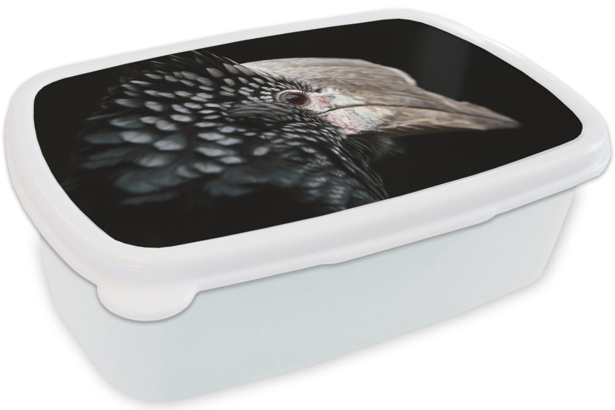Brotbox (2-tlg), für Schnabel Kunststoff, - MuchoWow Kinder Federn, Jungs und Erwachsene, und Brotdose, weiß für Mädchen Lunchbox Vogel -