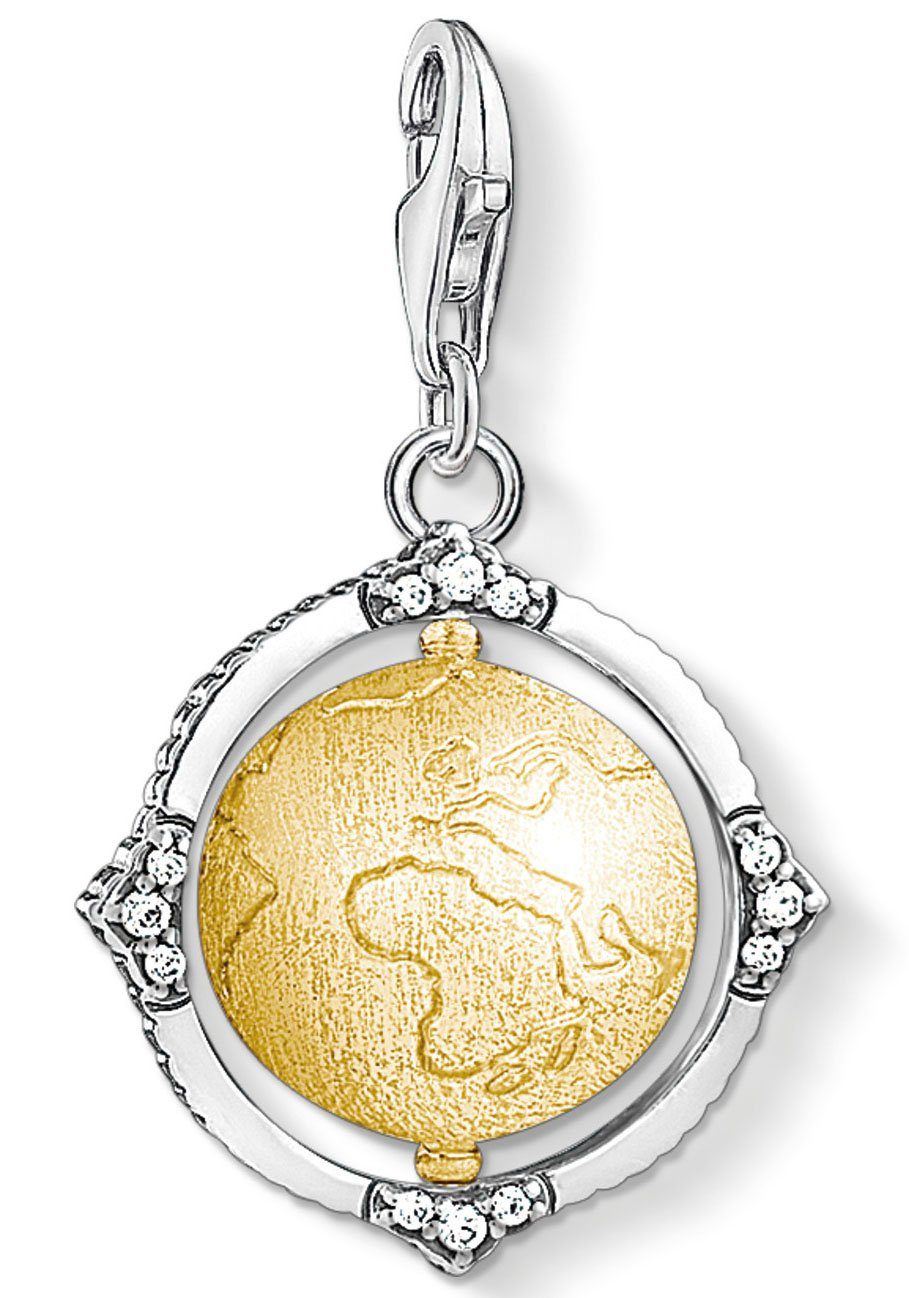 THOMAS SABO Charm-Einhänger Vintage Weltkugel, mit Zirkonia (synth)