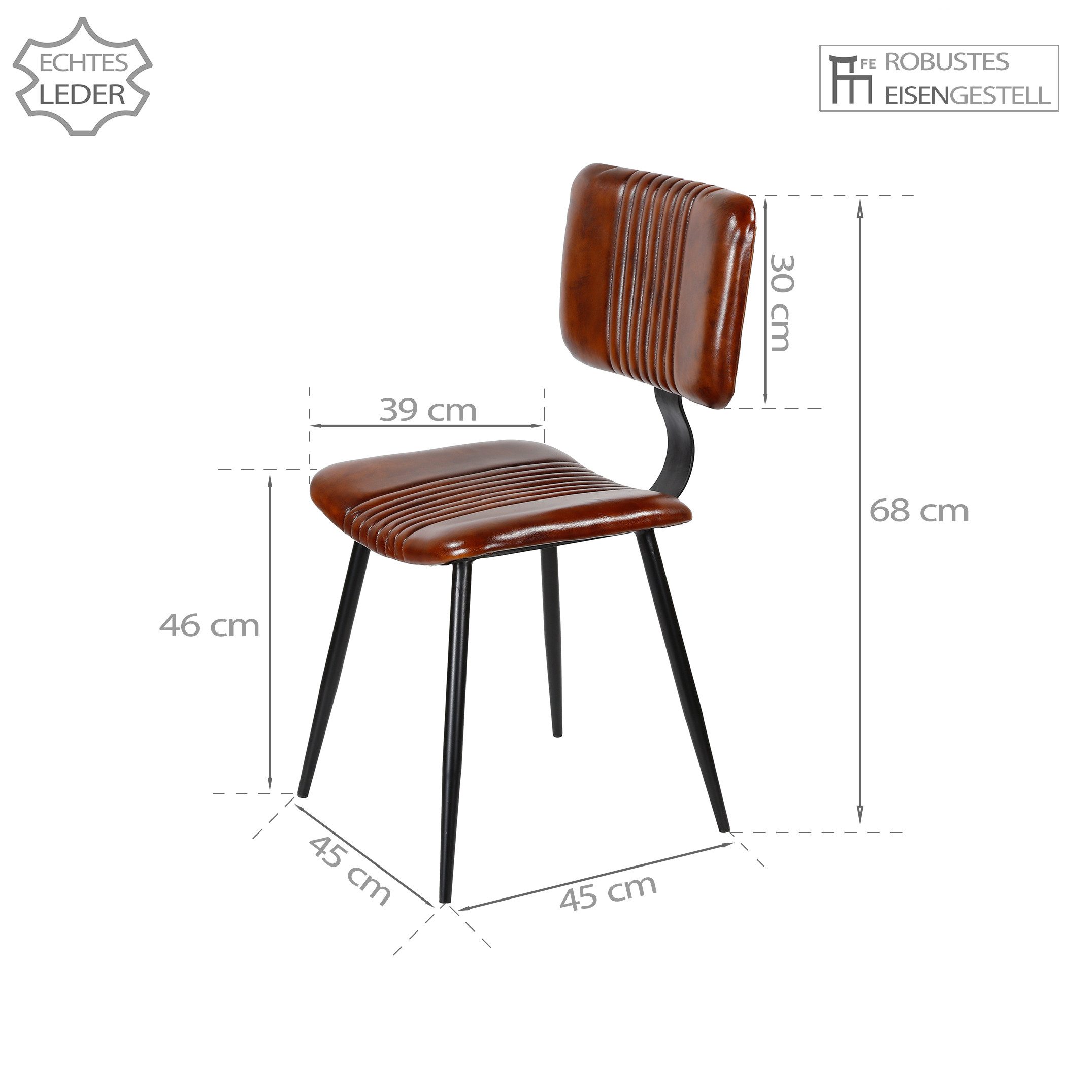 Casa Moro Esszimmerstuhl Esszimmerstühle Leder Stühle-Set Braun (Schicker Echtleder Stuhl in Mid-Century Industrial Chic), Echtleder Stuhl als 2er, 4er, 6er, 8er Set Lederstühle