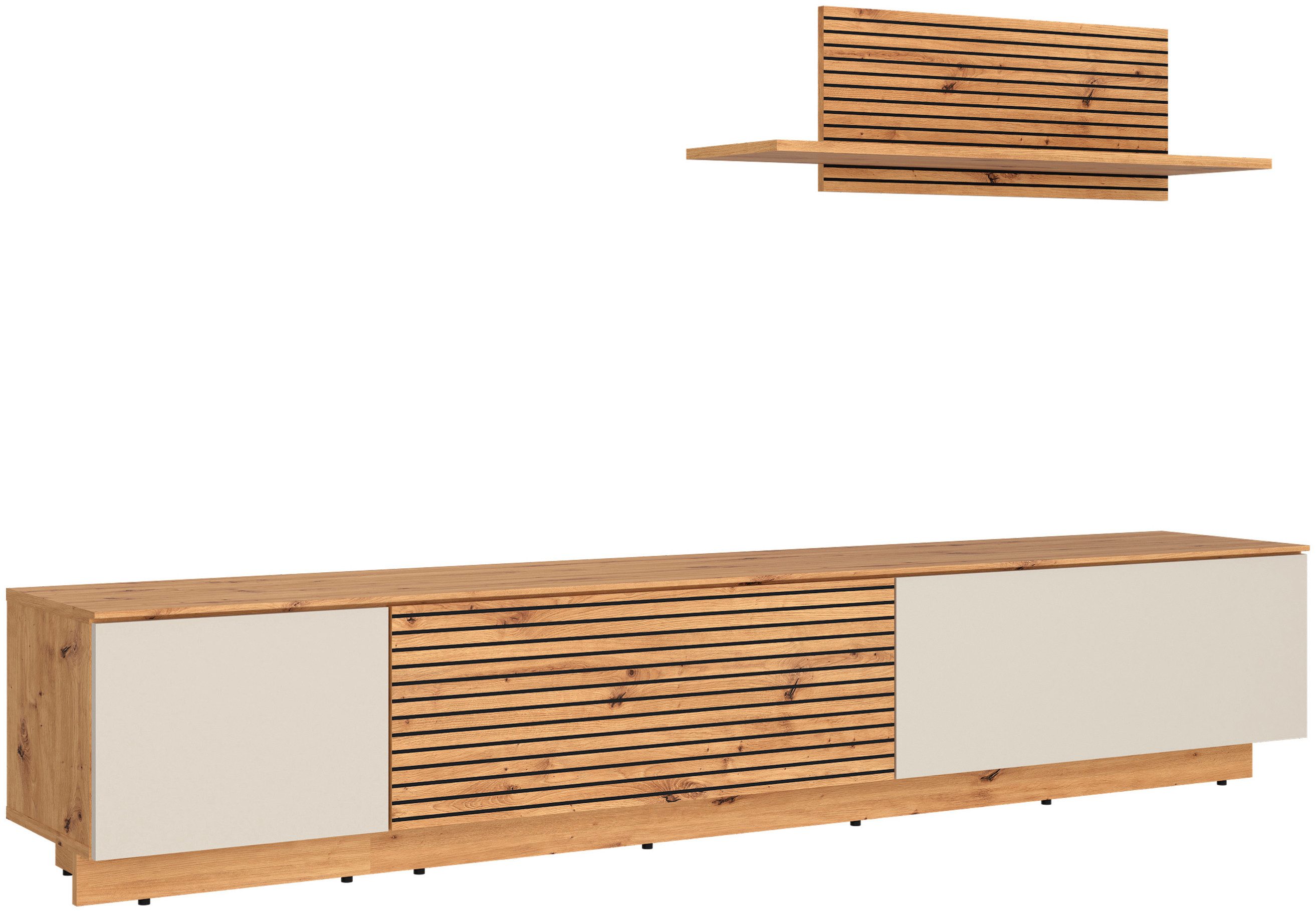 OTTO home Wohnwand mit Lowboard und Paneel, modern, 200 cm breit, hängend und stehend montierbar, moderne Streifen – Bild 4 von 5