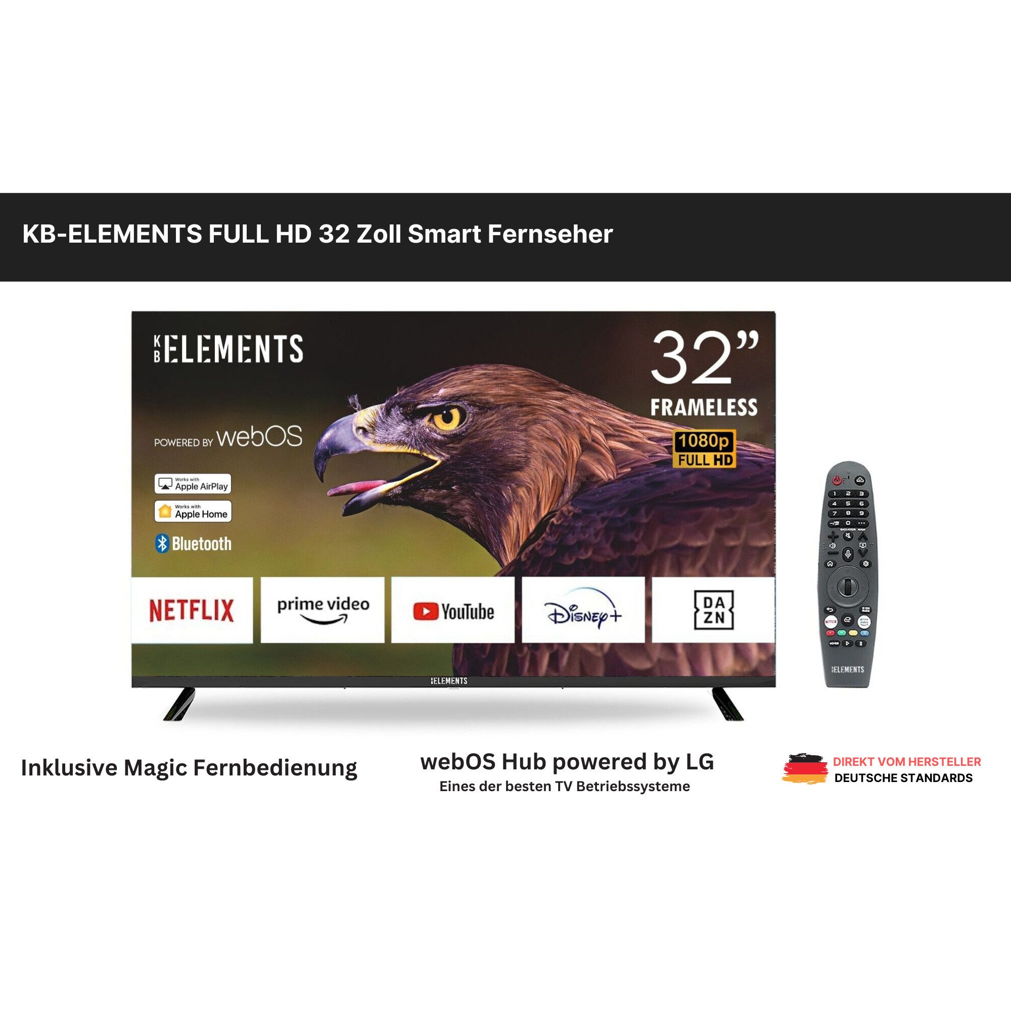 KB Elements ELT32WB5E LED-Fernseher (81,00 cm/32 schwarz ! RABATT: 46.82%