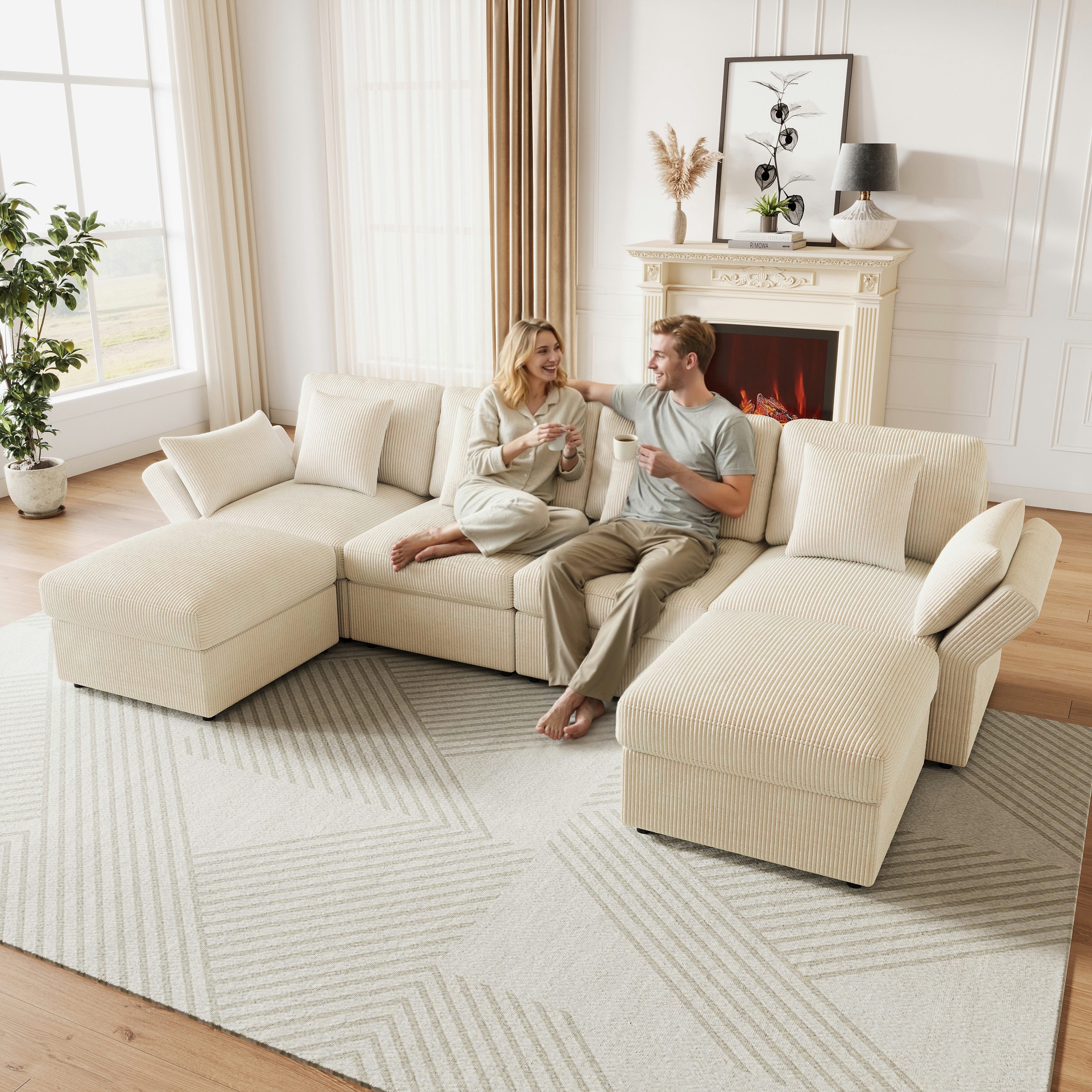 i@home Ecksofa 4-Sitzer-Sofa, U-förmiges/L-förmiges Ecksofa, mit verstellba günstig online kaufen