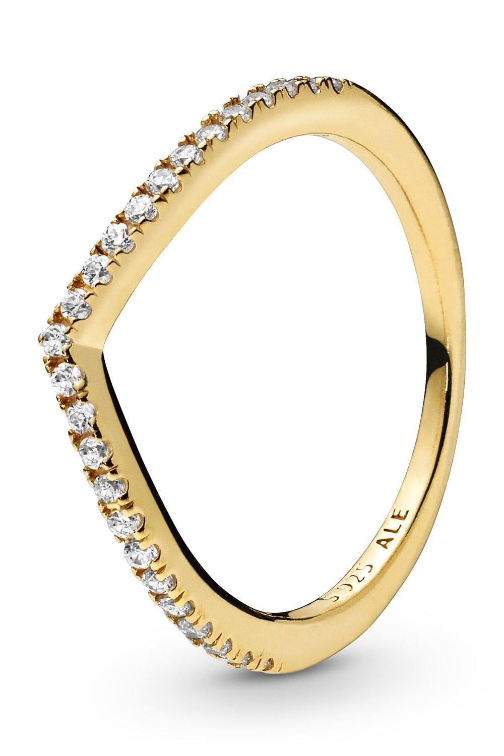 Fingerring Damen-Funkelnder Wishbone Goldfarben
