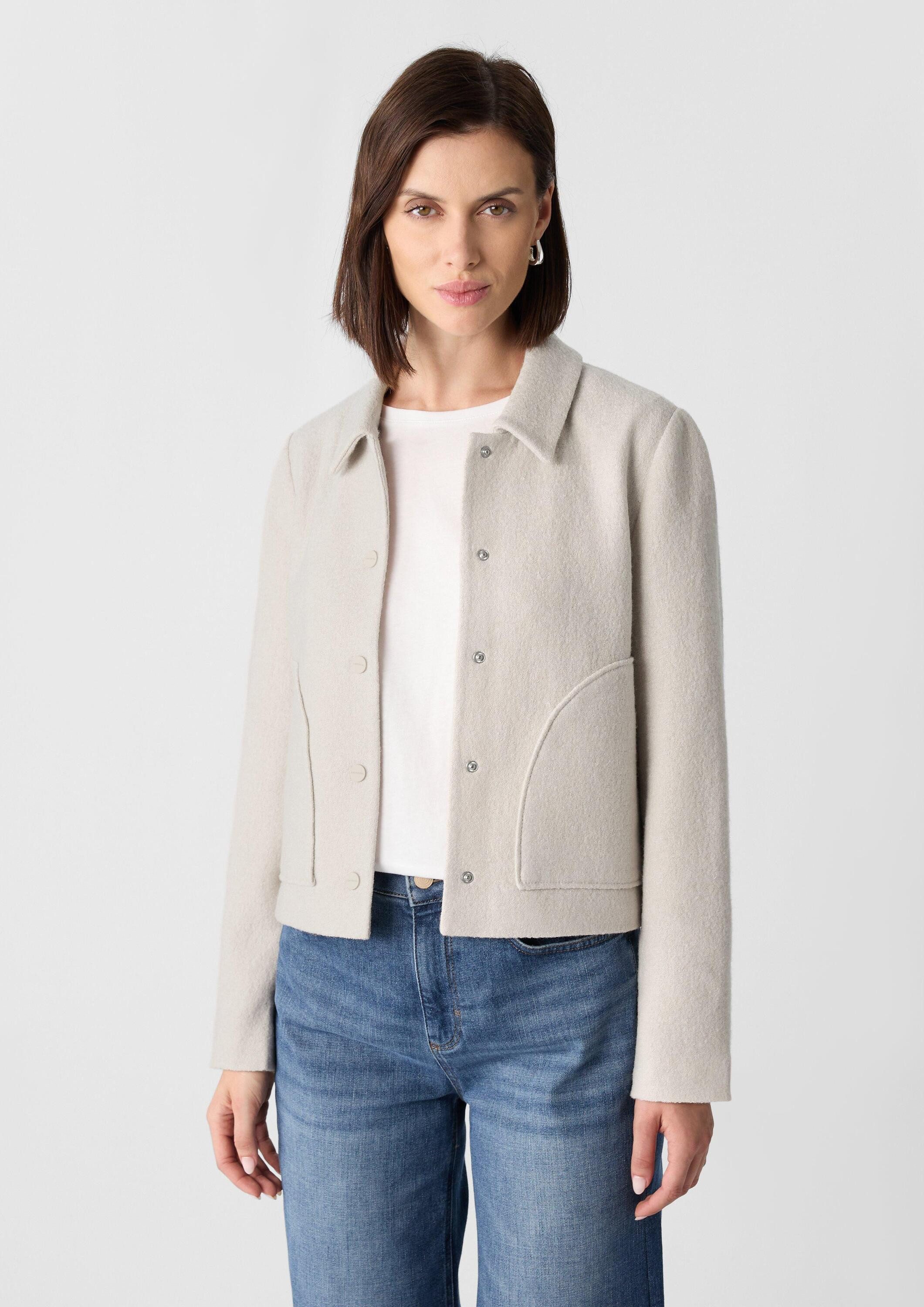 comma Funktionsjacke Indoor-Jacke Kurze Jacke aus Boiled Wool (1-St)
