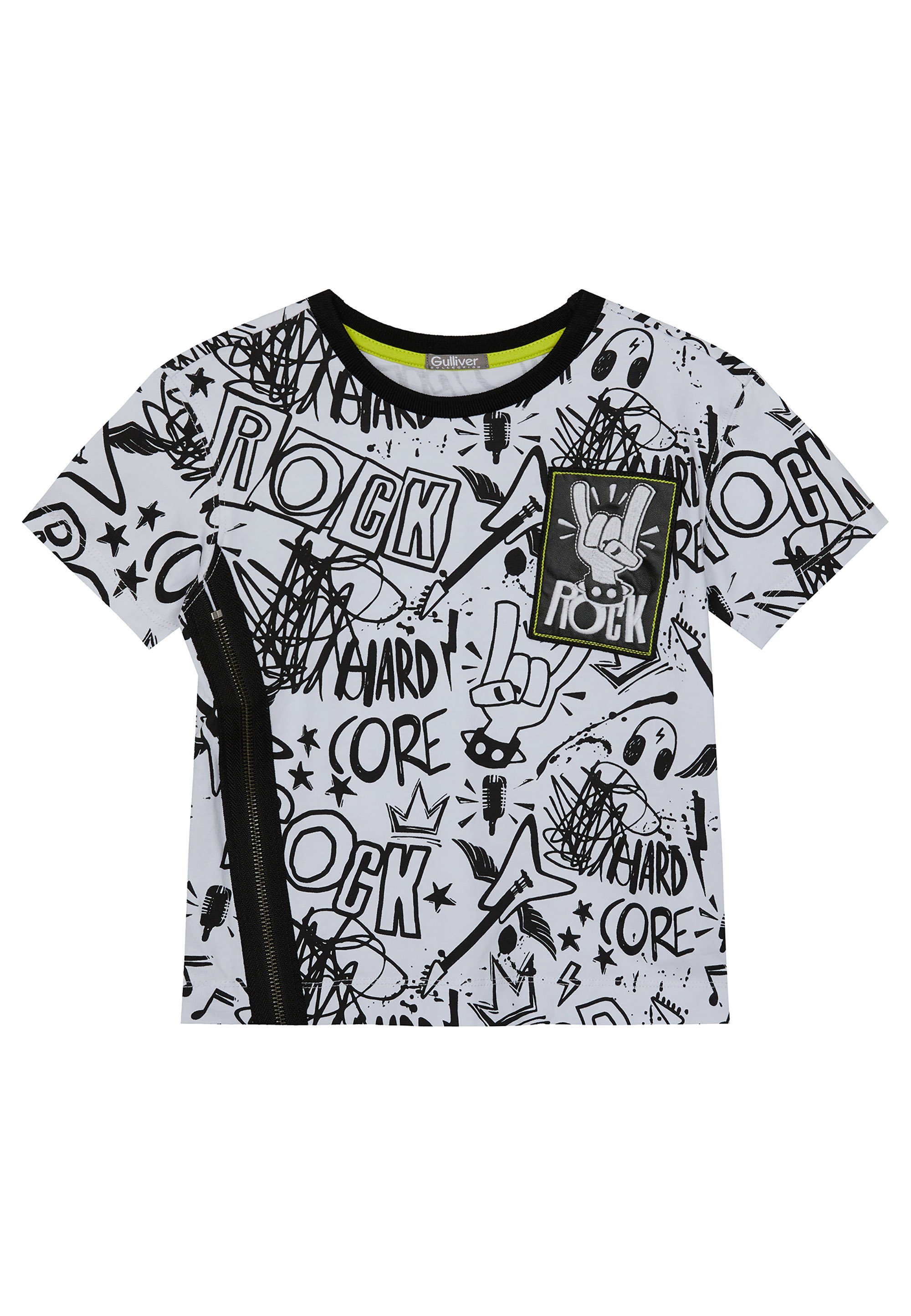 Gulliver T-Shirt mit Aufnäher Print, mit rockigem Design Allover- Cooles Print und